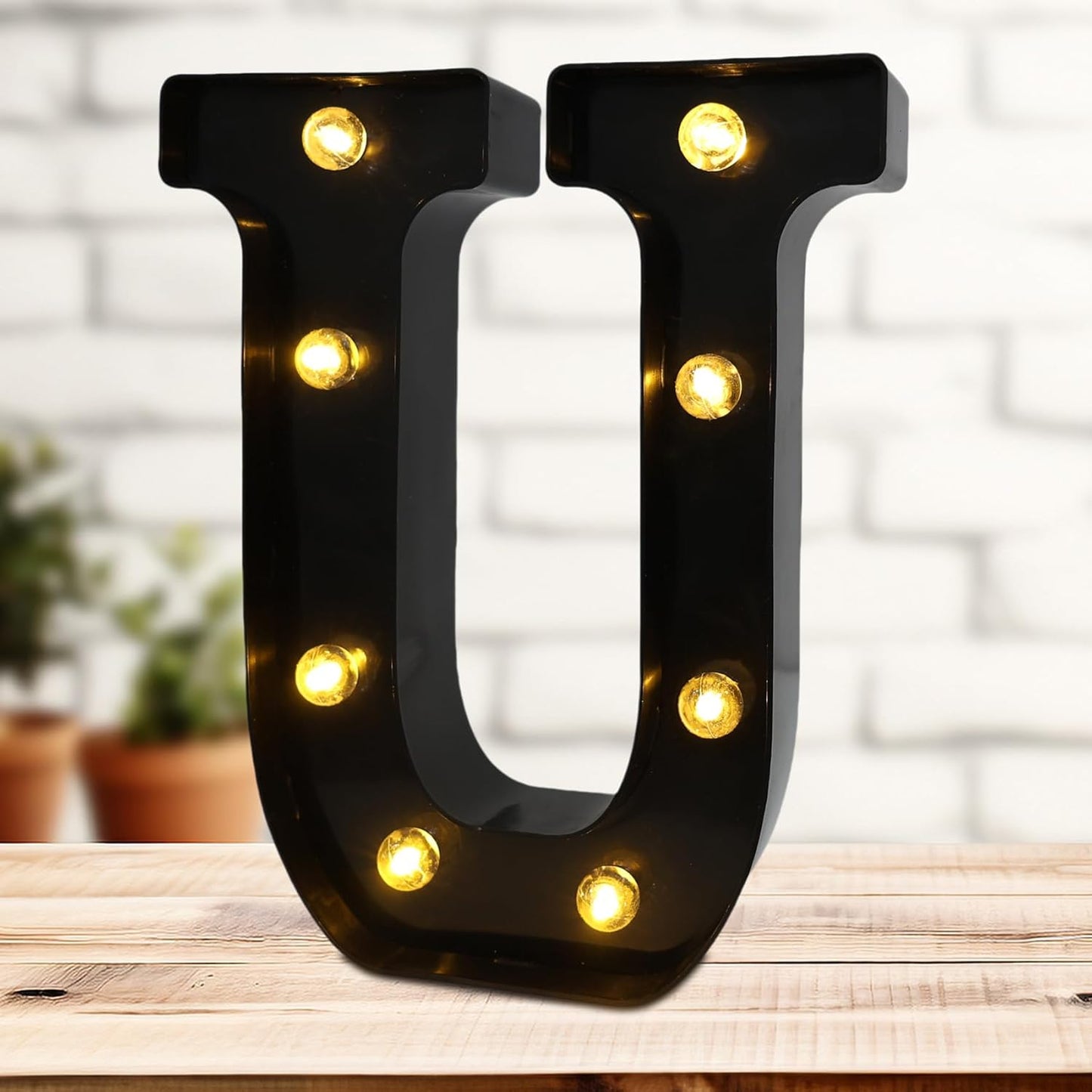 Led Marquee Letters, 8.58 Inch Black Light Up Letters, Small Led Letter Lights, Battery Powered Lighted Letterfor Table, Party, Birthday, Christmas Decor (Black, Letter U)