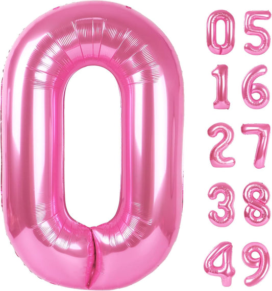 Pink 0 Number Balloon 40 Inch, 0 Decorations for 10 20 30 40 50 60 70 80 90 100Birthday, Foil Giant Birthday Graduations Anniversary Party Balloons