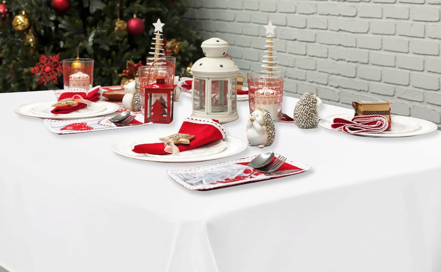 Hiasan White Rectangle Tablecloth - Waterproof Spillproof and Wrinkle Resistant Washable Polyester Table Cloth for Dining Party, 90 x 90 inch