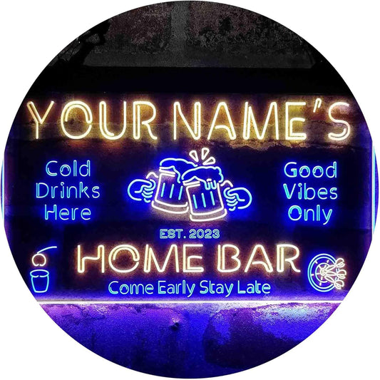 ADVPRO Personalized Your Name Custom Home Bar Beer Established Year Dual Color LED Neon Sign Blue & Yellow 24 x 16 Inches st6s64-p1-tm-by