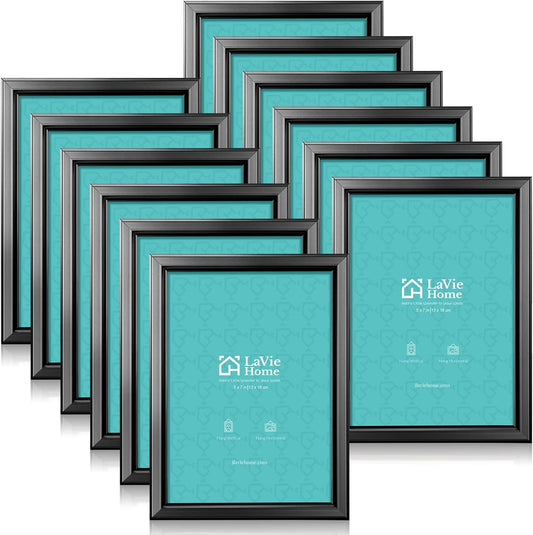 LaVie Home 5x7 Picture Frames (12 Pack, Black) Simple Designed Photo Frame with High Definition Glass for Wall Mount & Table Top Display, Set of 12 Classic Collection