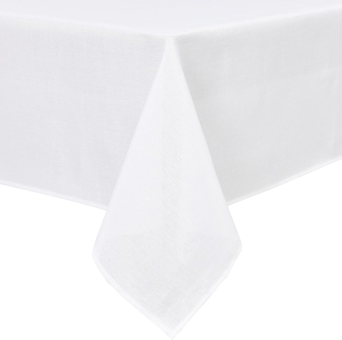 Hiasan Faux Linen Rectangle Tablecloth - Wrinkle and Stain Resistant Washable Table Cloth for Kitchen Dining Room Holiday Table Cover for Party Dinner, White, 60 x 102 Inch