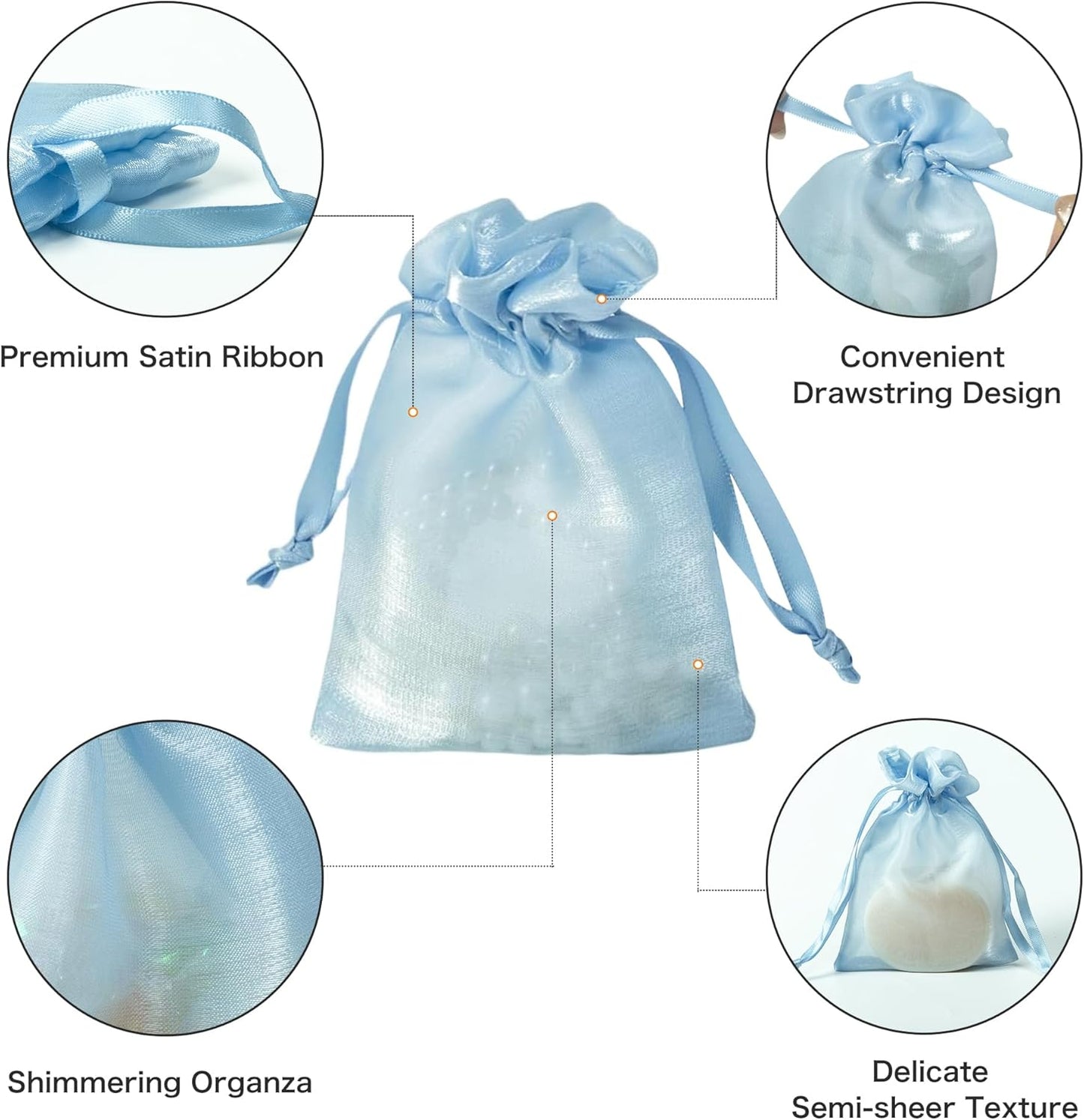 20 Pcs Blue Small Organza Bags 4X6 inch for Wedding Favors with Drawstring, Mini Mesh Gift Bags Jewelry Pouch for Candy Bridal Shower Party Favor Baby Shower Christmas