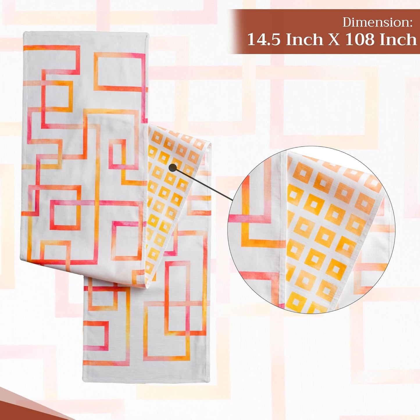 Maison d' Hermine Table Runner 100% Cotton Double Layer Table Runners 108 inches Long Decorative for Home Kitchen Dining Party Wedding Bridal Shower Spring Summer (Summer Maze, 14.50" x 108")