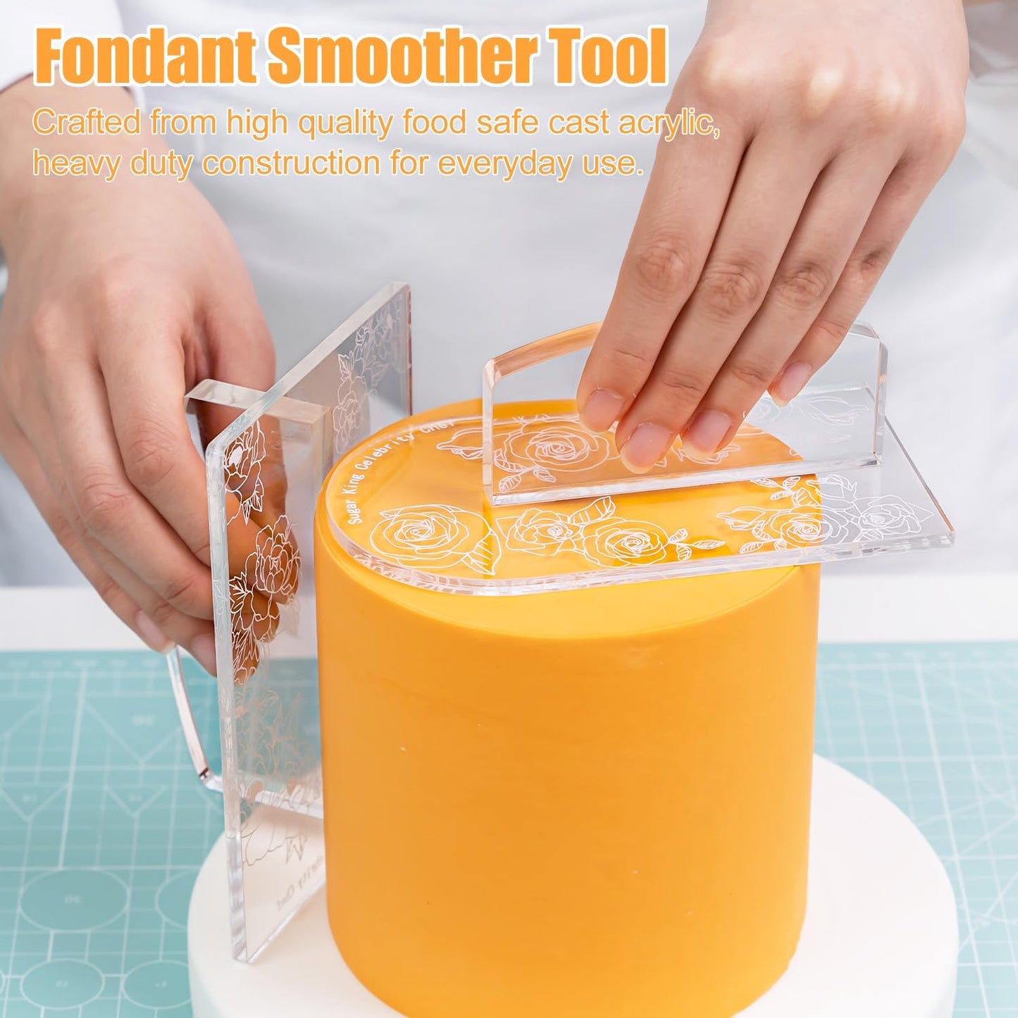 KALAIEN Fondant Smoother with Handle Acrylic Cake Smoother Tool for Icing fondant tools set-Round