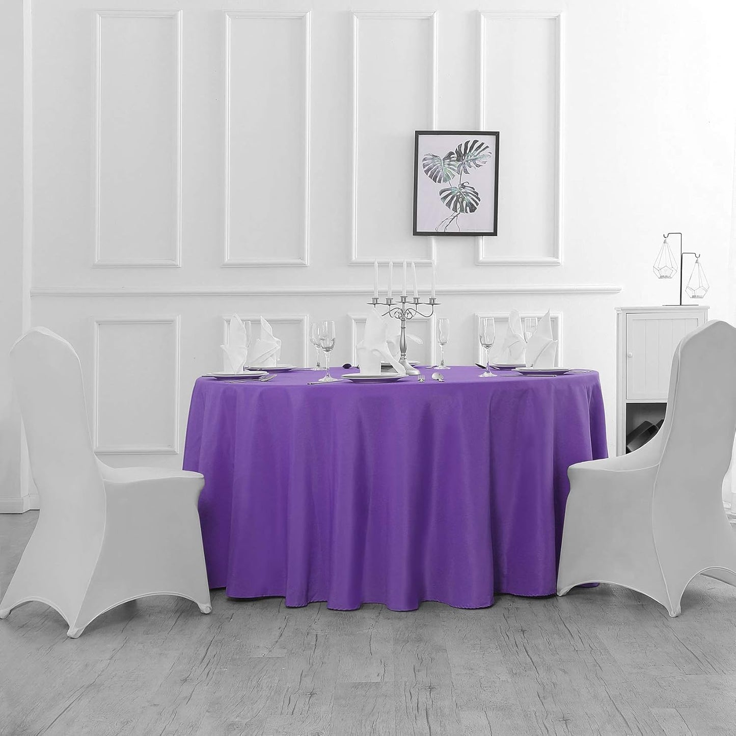 108 inch Round Tablecloth Washable Polyester Table Cloth Decorative Table Cover for Wedding Party Dining Banquet（108 inch,Purple）