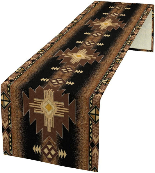 Aztec Table Runner Southwestern Native Vintage Geometric Pattern Table Runner Retro Country Table Dinner Decoration 13x108 Inch