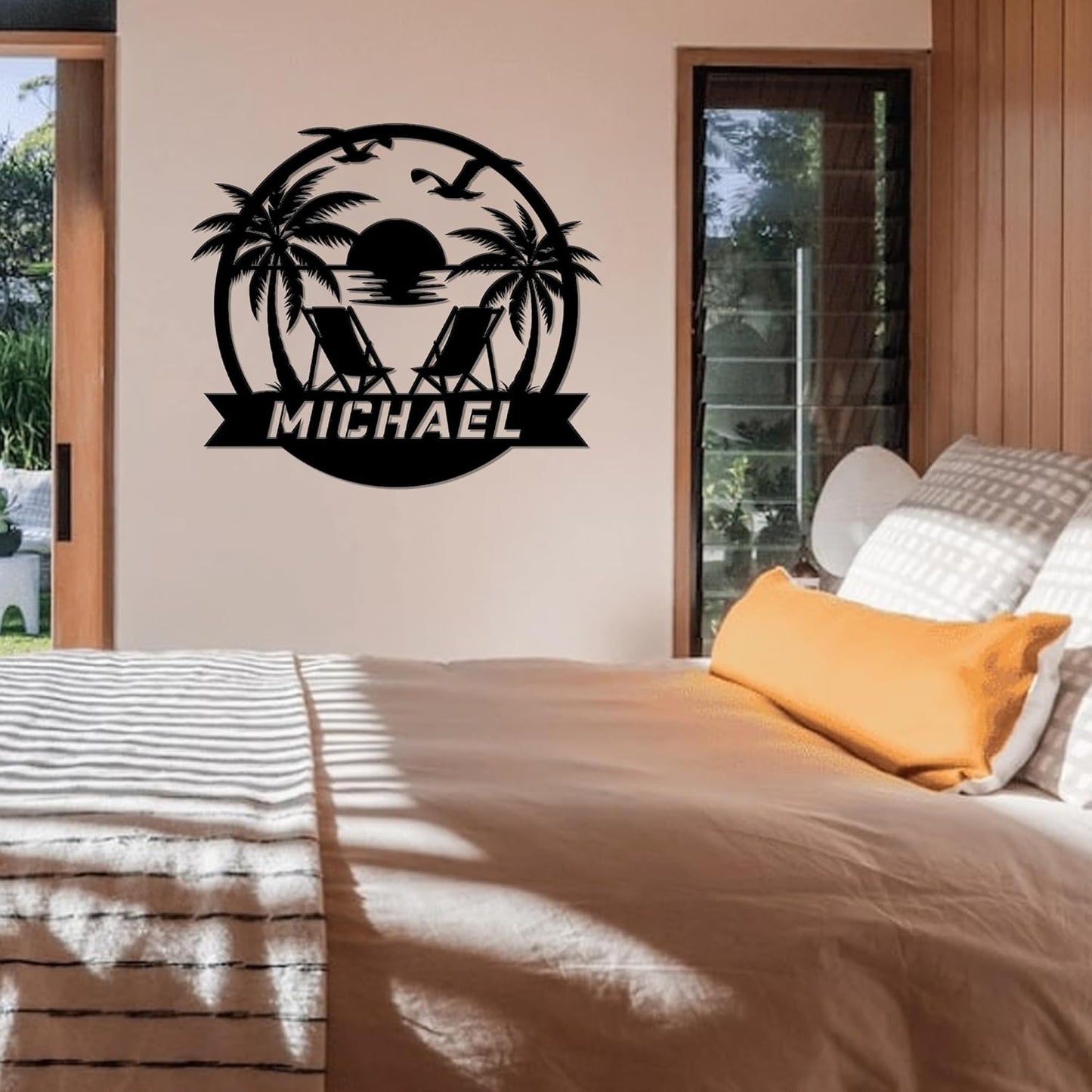 Personalized Beach Decor for Home, Custom Metal Sign Outdoor Nautical Decor, Palm Trees Coastal Wall Art, Family Last Name Sign, Housewarming Christmas Wedding Gifts