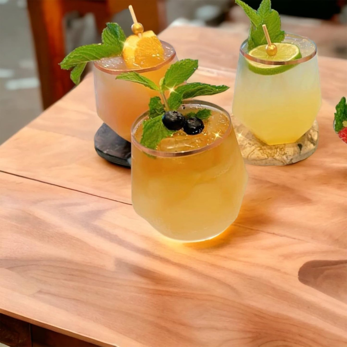 40 count Diamond Unbreakable Stemless Plastic Wine Champagne Whiskey Glasses Elegant Durable Disposable Indoor Outdoor Ideal for Home, Office, Bars, Wedding, 12 Ounce Cups Rose Gold Rim (Rose Gold)