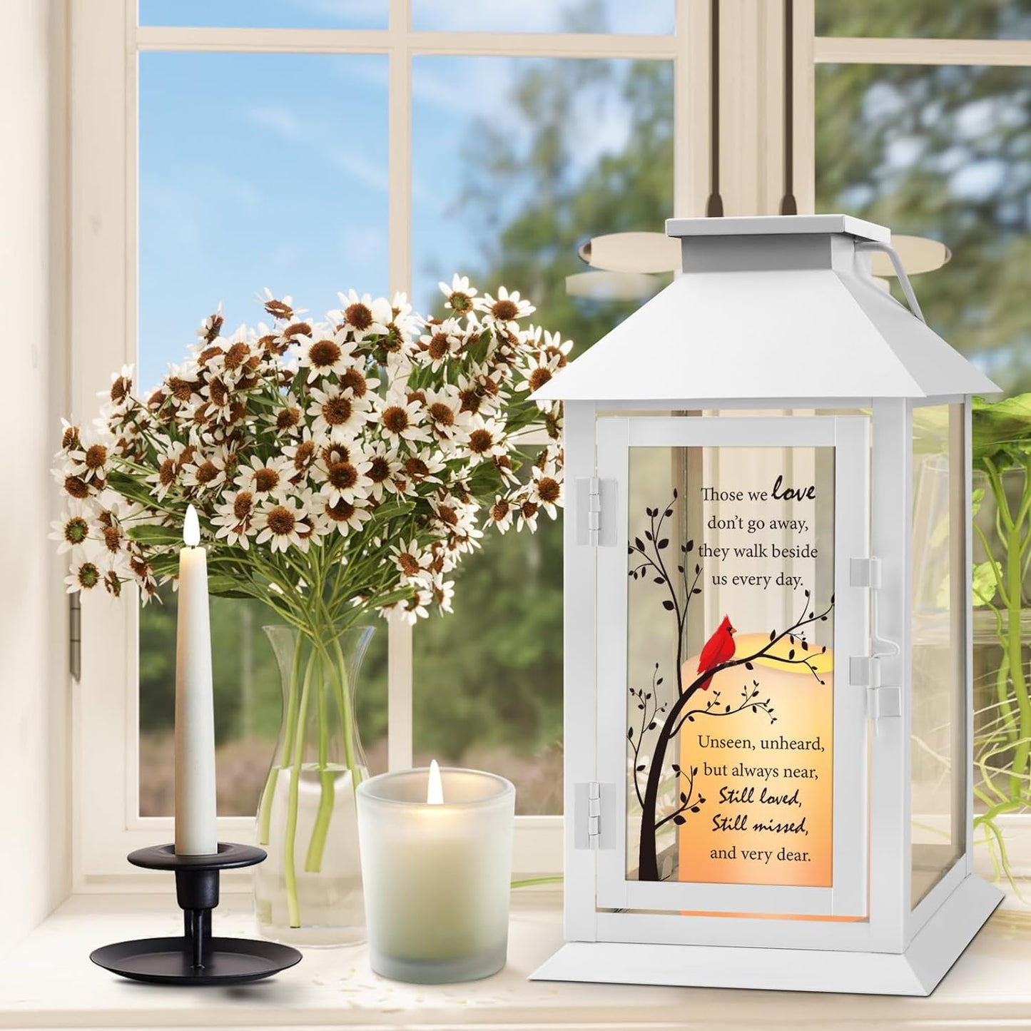 Memorial Lantern Bereavement Gifts in Memory of Loved One - Remembrance Sympathy Gifts for Loss of Mother or Father with LED Candle and Remote