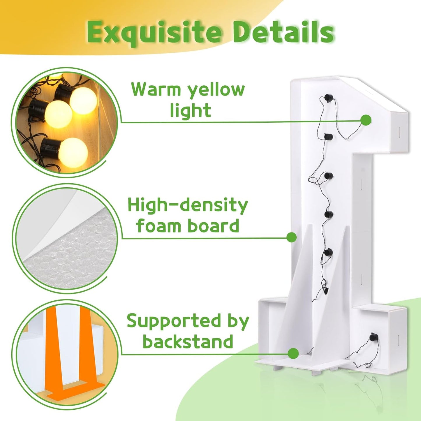 Marquee Numbers 4 Feet Tall Large Light Up Numbers 80th Birthday Decorations Women Men Big Yellow Light Outdoor Anniversary Decorations Balloon Arch Kit Party Backdrop 80