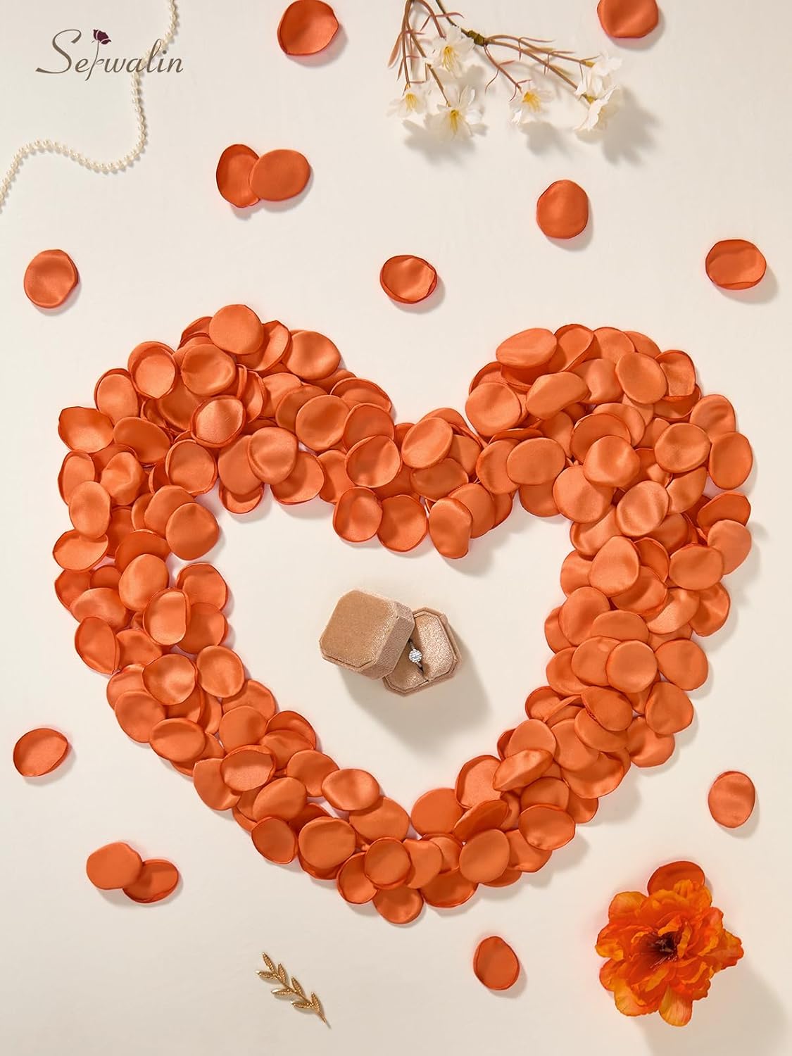 Serwalin 300Pcs Silk Rose Petals Fake Flower Petals Orange Artificial Rose Petals for Weddings Proposal Flower Girl Petals Aisle Flower Girl Basket Runner Bridal Shower Table Decor