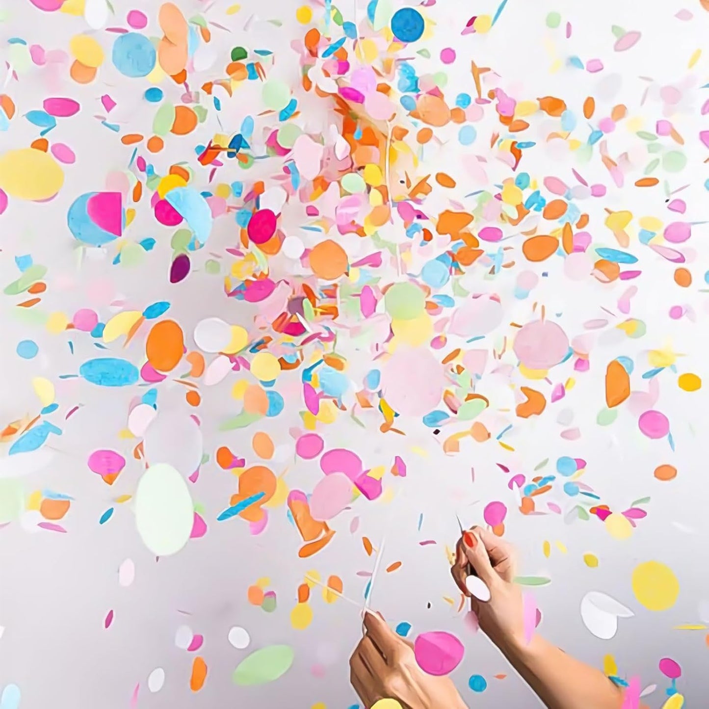 25 Pcs Rainbow Confetti Balloons, 12 Inch Thickened Clear Latex Balloon with Confetti Inside for Birthday Party Baby Shower Graduation Engagement Bridal Shower Decorations Supplies (Long Confetti)