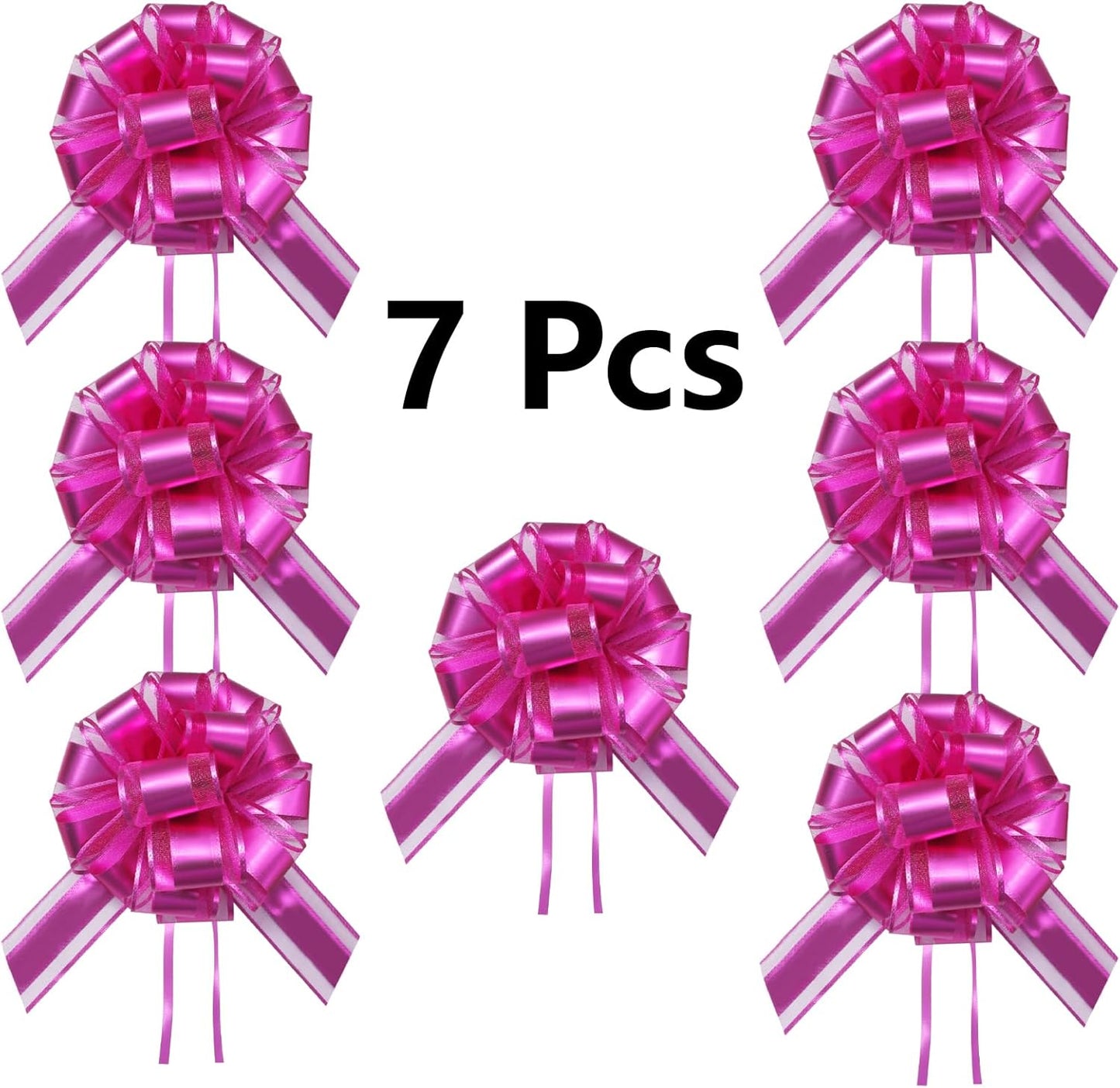 7 Pieces Large Pull Bows, 6 inche, Big Bow for Gift Wrapping, Christmas Party Birthday, Wedding Baskets,Valentine's Day Gift Decorations, Flower Decoration (Rose Red)