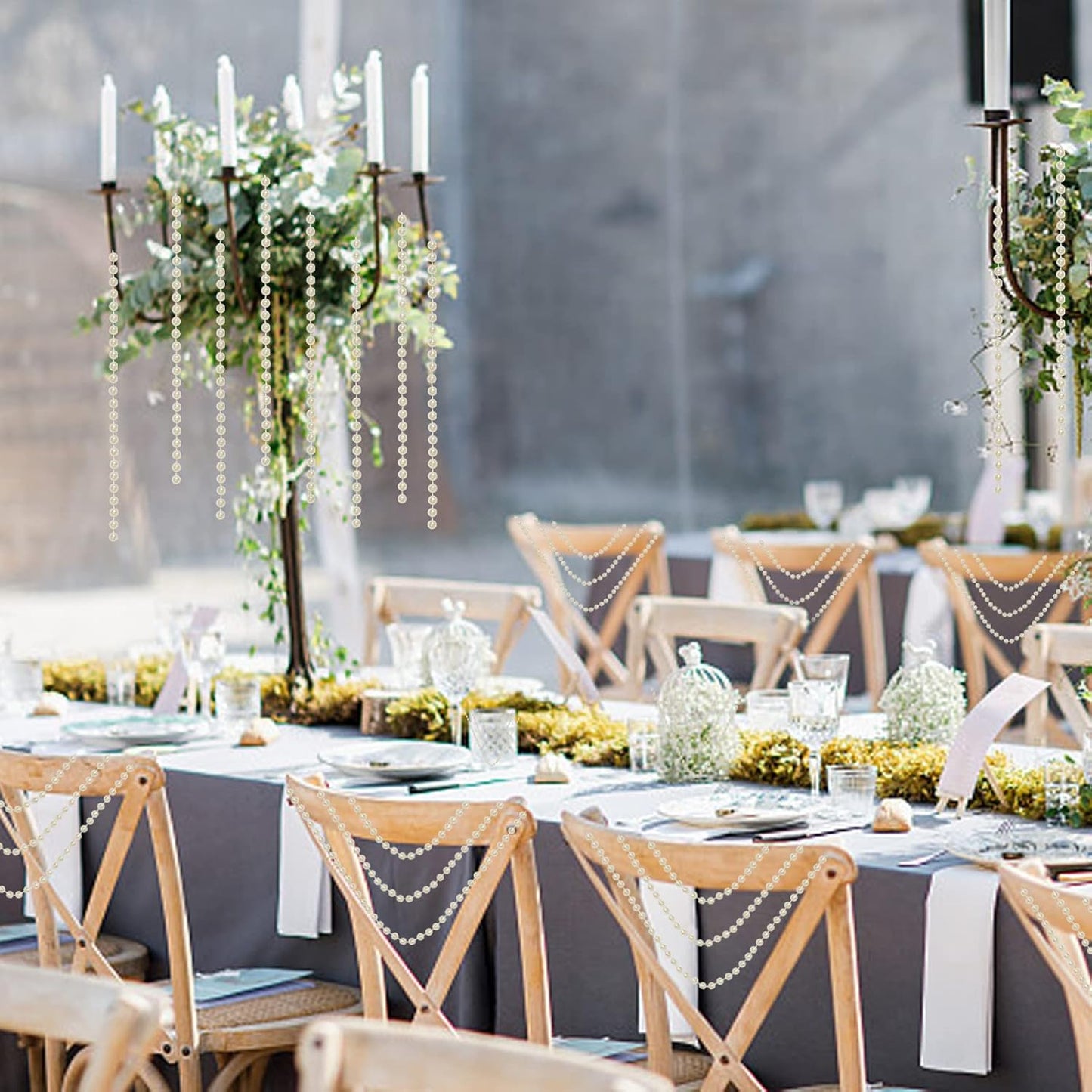 Faux Ivory Pearl Garlands - 10mm Christmas Tree Beads - 11 Yards Strands - Wedding/Christmas Decoration