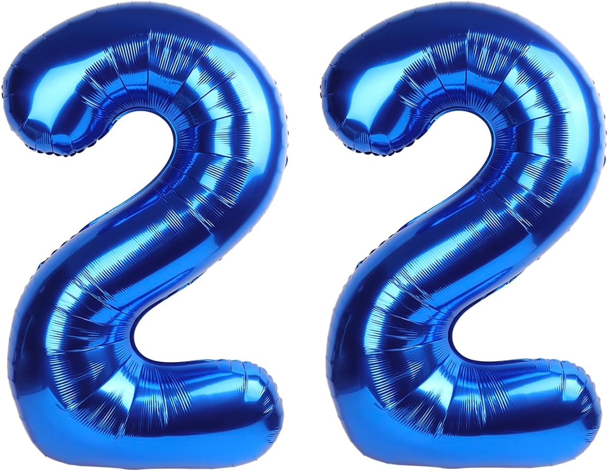 Giant Navy Blue 22 Balloon Number 40 Inch, 22 Number Balloons Birthday Supplies, 22 Year Old Birthday Party Celebration, 22 Balloons Graduations Anniversary Decorations