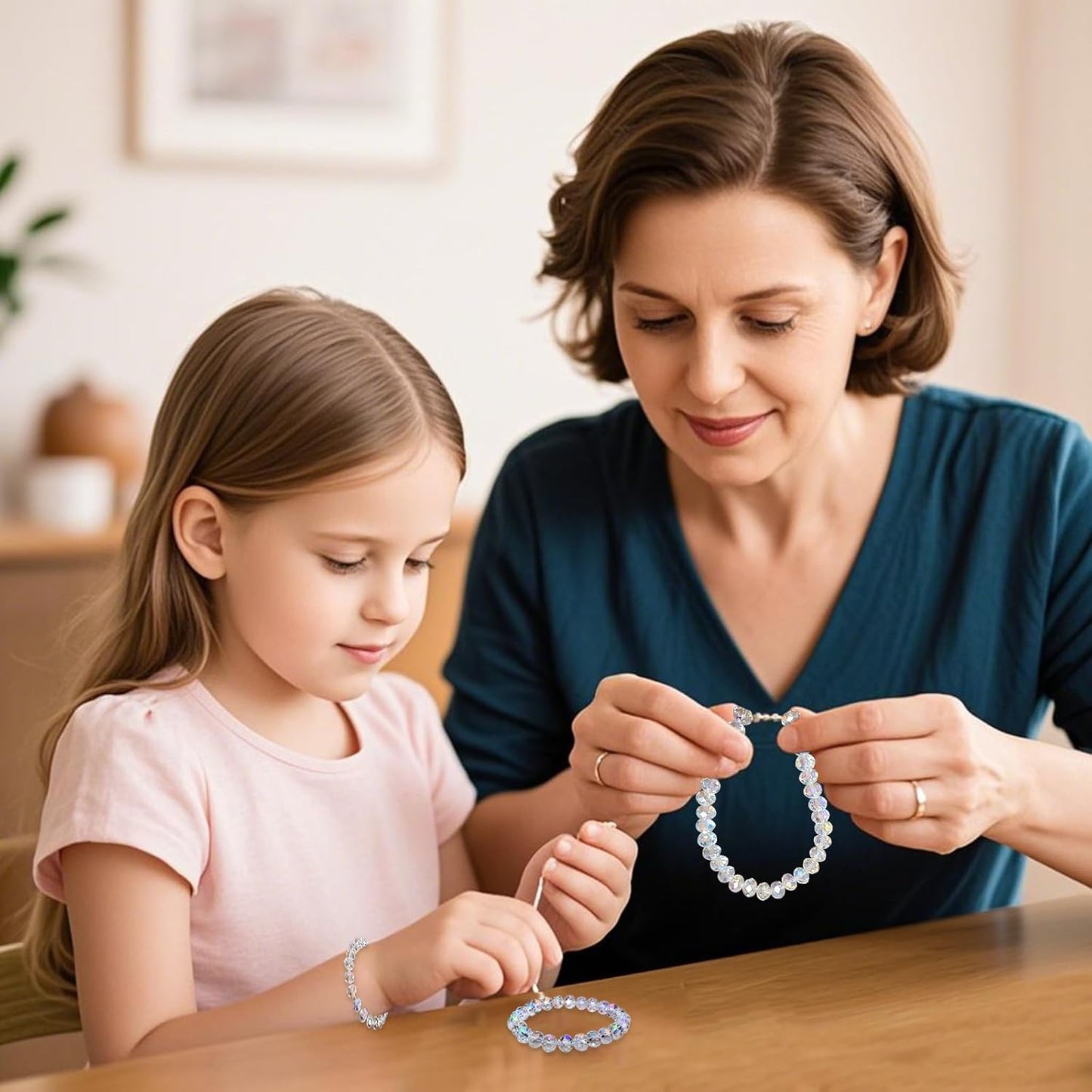 460Pcs 8mm Crystal Glass Beads for Jewelry Making Beads for Bracelets Necklace Pendants Making Supplies(White AB Color)