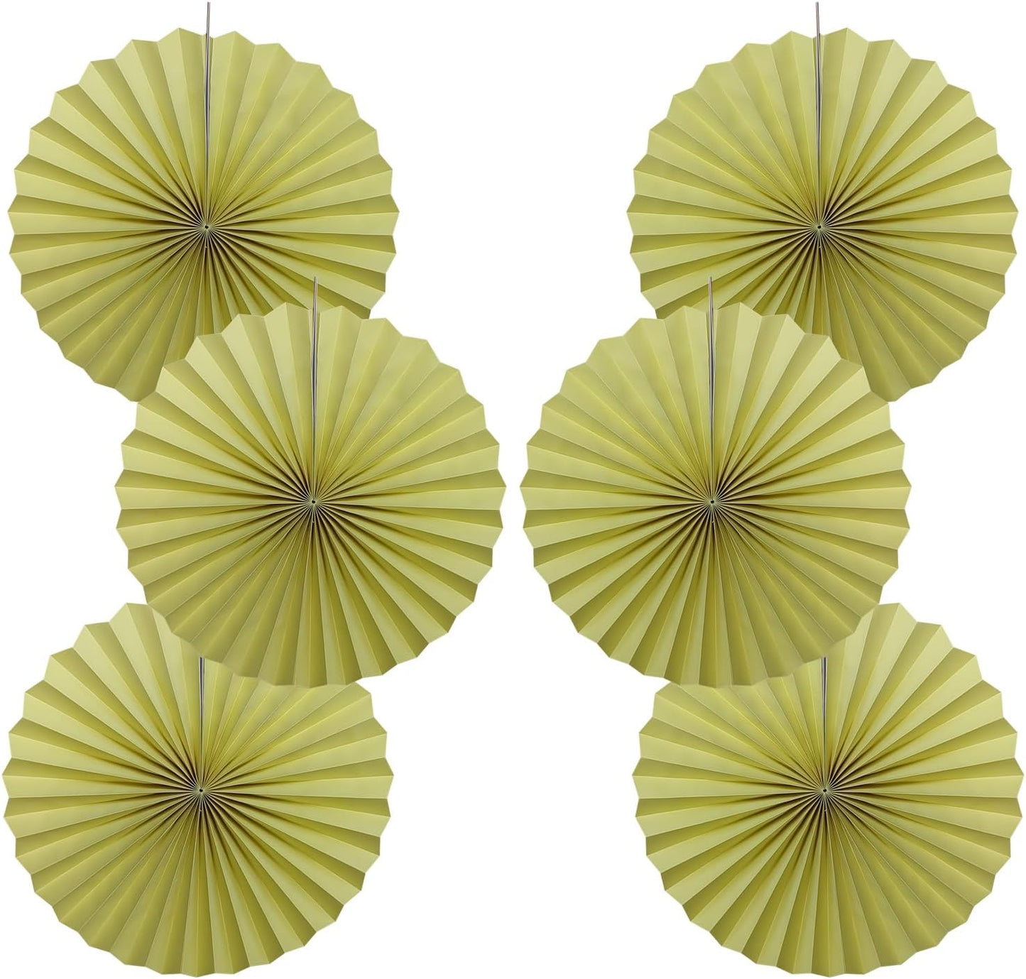 BARTHEW Yellow Hanging Paper Fans,Yellow Accessories Paper Decorations for Party,Color Party Decorations,Bee Themed Classroom Decor,16in Hanging Paper Fans 30 Color DIY Set （Light Yellow）