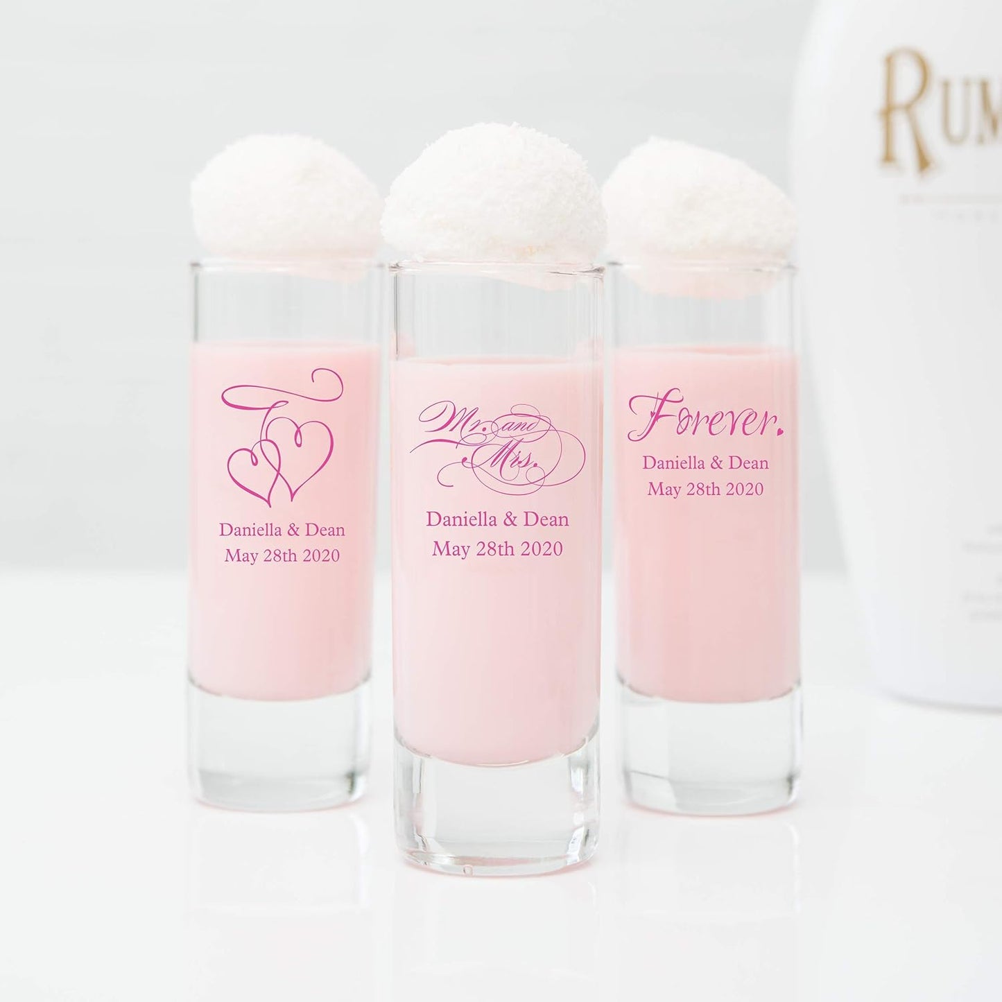 WEDDINGSTAR Personalized 2.5oz Tall Shot Glass Customizable Full Color Print - 60 pack