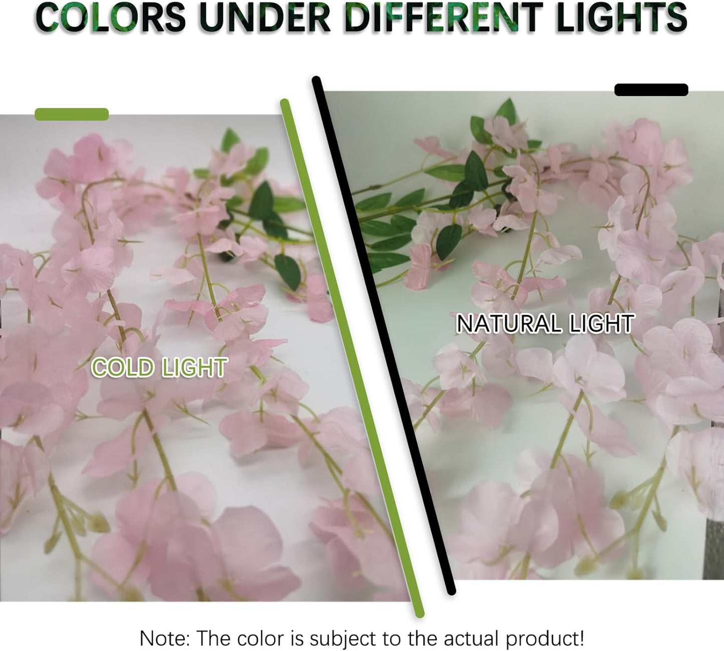 5 Pack Pink Wisteria Hanging Flowers Garland, 3.77 Feet Artificial Flower Vines, Fake Wisteria, Artificial Vines Hanging Garland for Backdrop Outdoor Yard Garden Decor