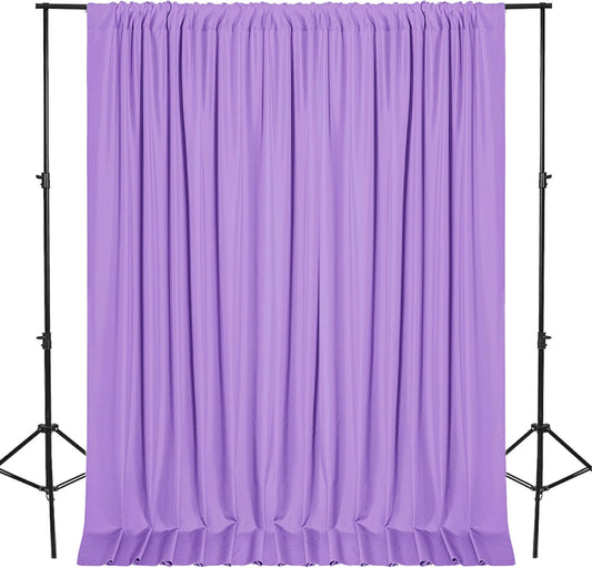 DWCN 10x8 FT Lavender Backdrop Curtains for Parties, Photography Backdrop Drapes with Rod Pockets for Wedding Decorations Stage Birthday Family Gatherings, 2 Panels 5ft x 8ft