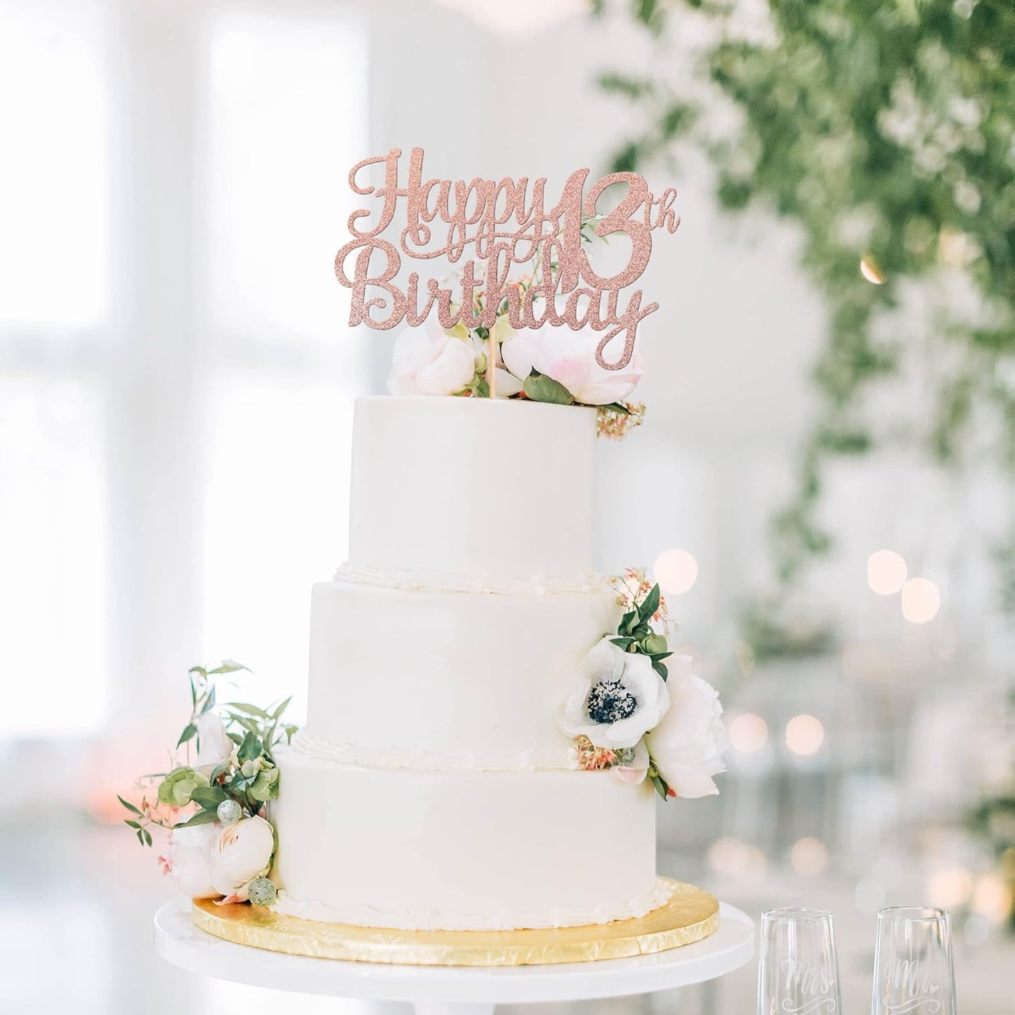 1 PCS Happy 13th Birthday Cake Topper Glitter Cheers to 13 Years Birthday Cake Pick Official Teenager 13 Fabulous Cake Decoration for Happy 13th Birthday Theme Party Decorations Supplies Rose Gold