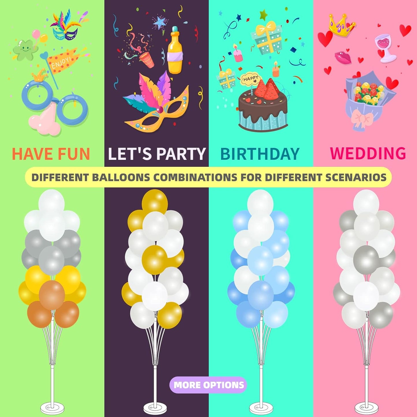 Balloon Column Stand Kit Set of 2 - Balloon Tower with Stand, Base, and Pole,Backdrop Decoration for Wedding, Baby Shower, Birthday Party, or Bachelorette Parties (No balloon)