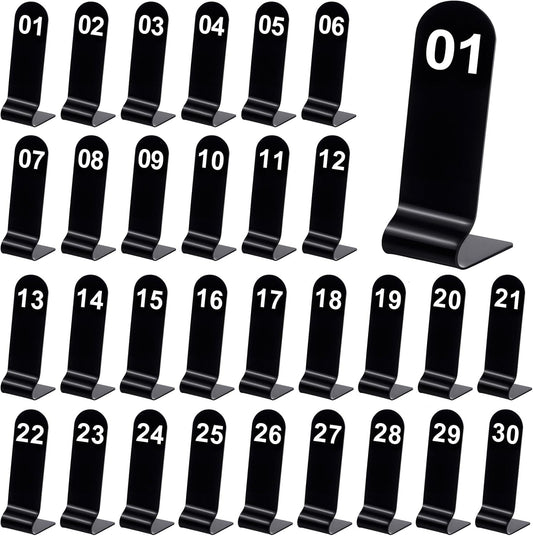 Tuanse 1-30 Table Order Numbers Restaurant Double Sided Acrylic Reception Number Stands Signs for Wedding Restaurant Seating Cafes Party Banquet(Black)