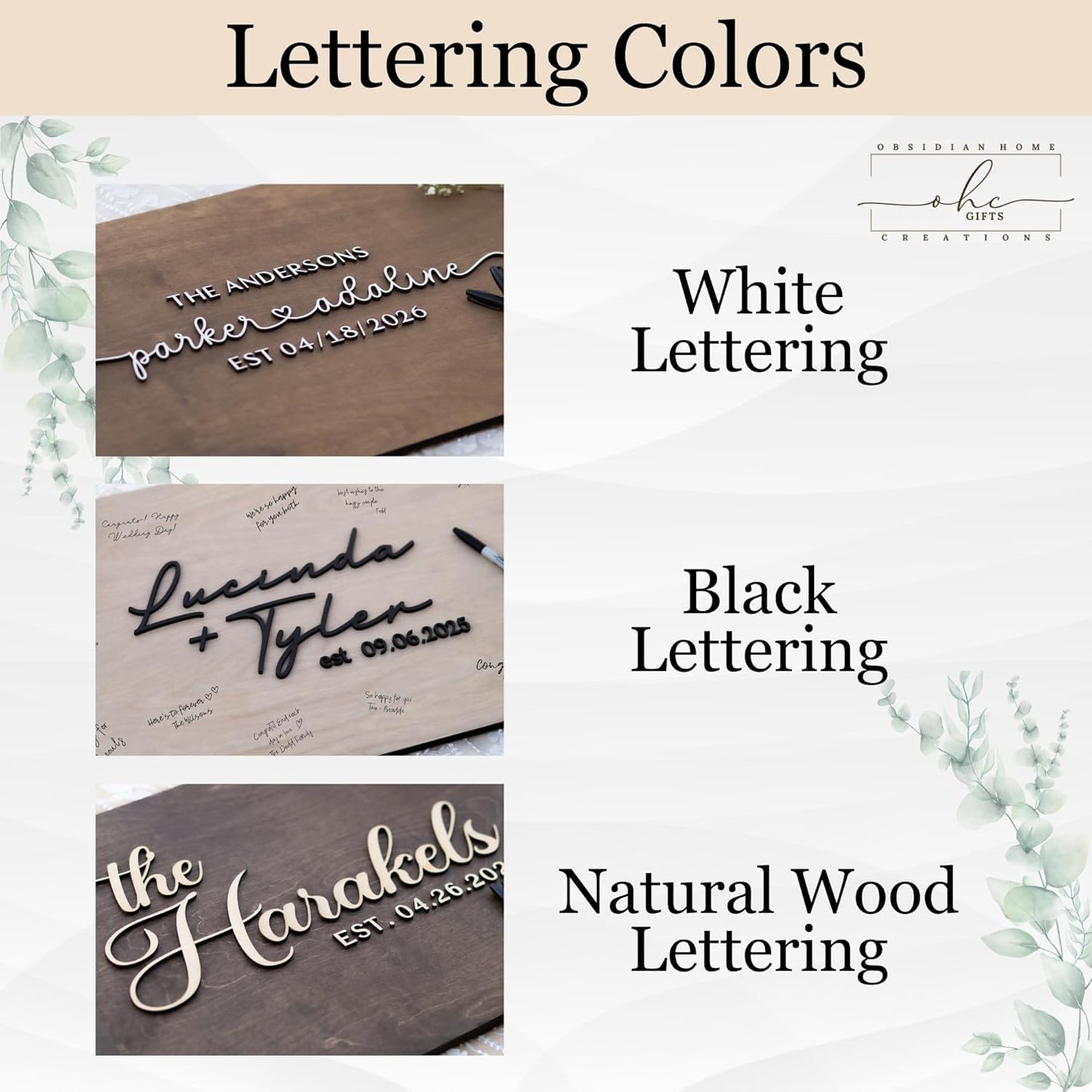 Personalized Last Name Guest Book, Unique Guest Book Sign, Custom Alternative Guest Book, Wooden Guest Book, Wedding Ceremony Guestbook Sign (Design 12)