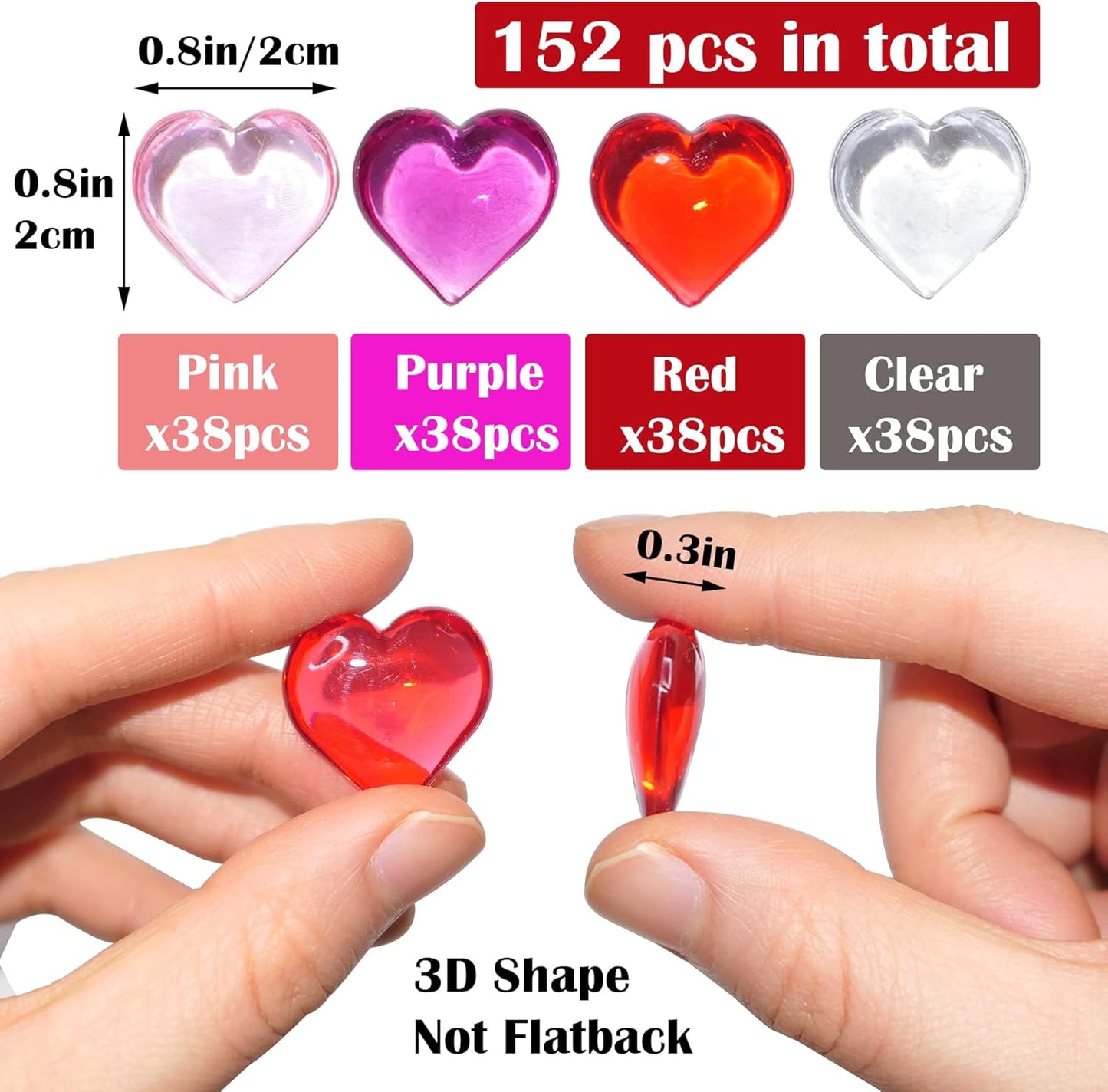 Acrylic Heart Gems for Valentine Vase Filler Decor,152 Pcs Red Pink Heart Shaped Stones for Wedding Valentines Bowl Filler,Table Scatter Decorations and Crafts