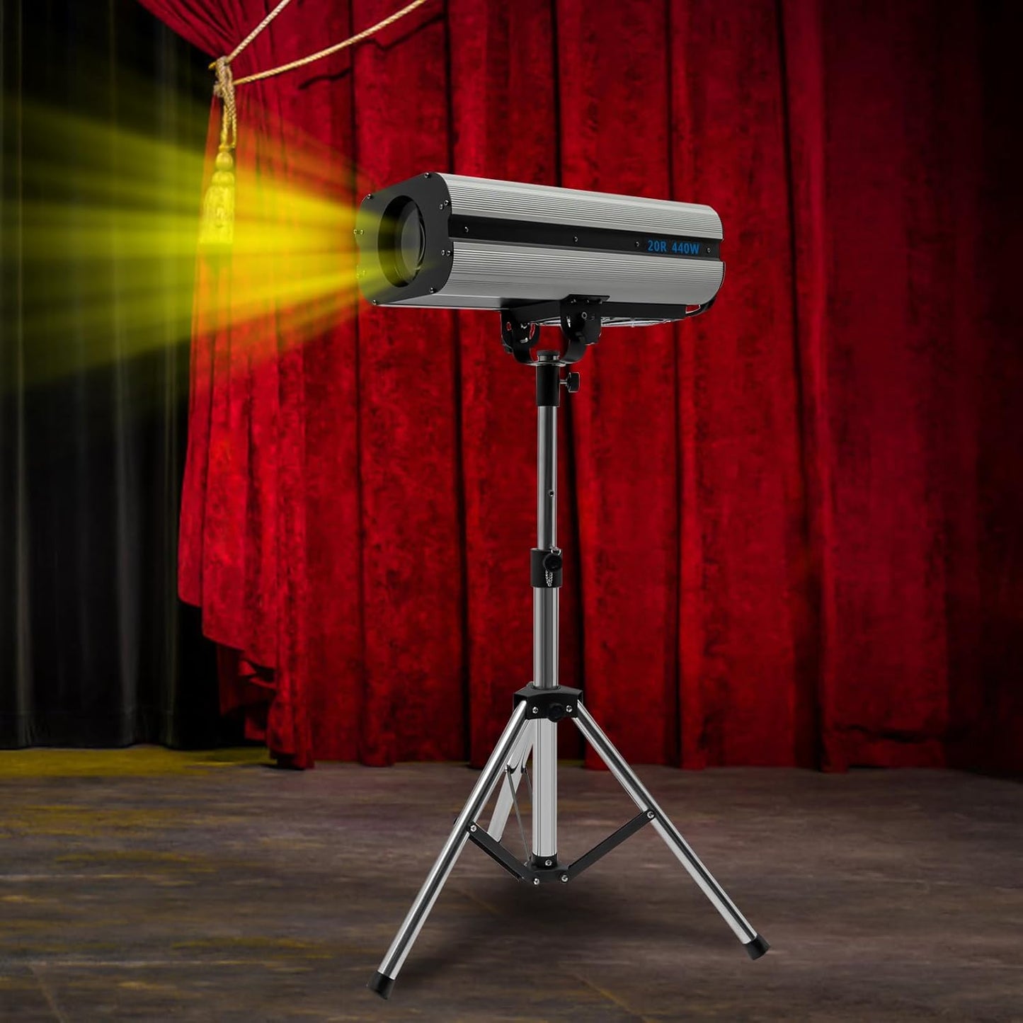 Follow Spotlight for Stage, 440W LED Spot Light DJ Lighting with Control Panel & Adjustable Stand, Disco Ball Light for Party Theater Wedding Show, 6 Colors, 328.08-393.7ft