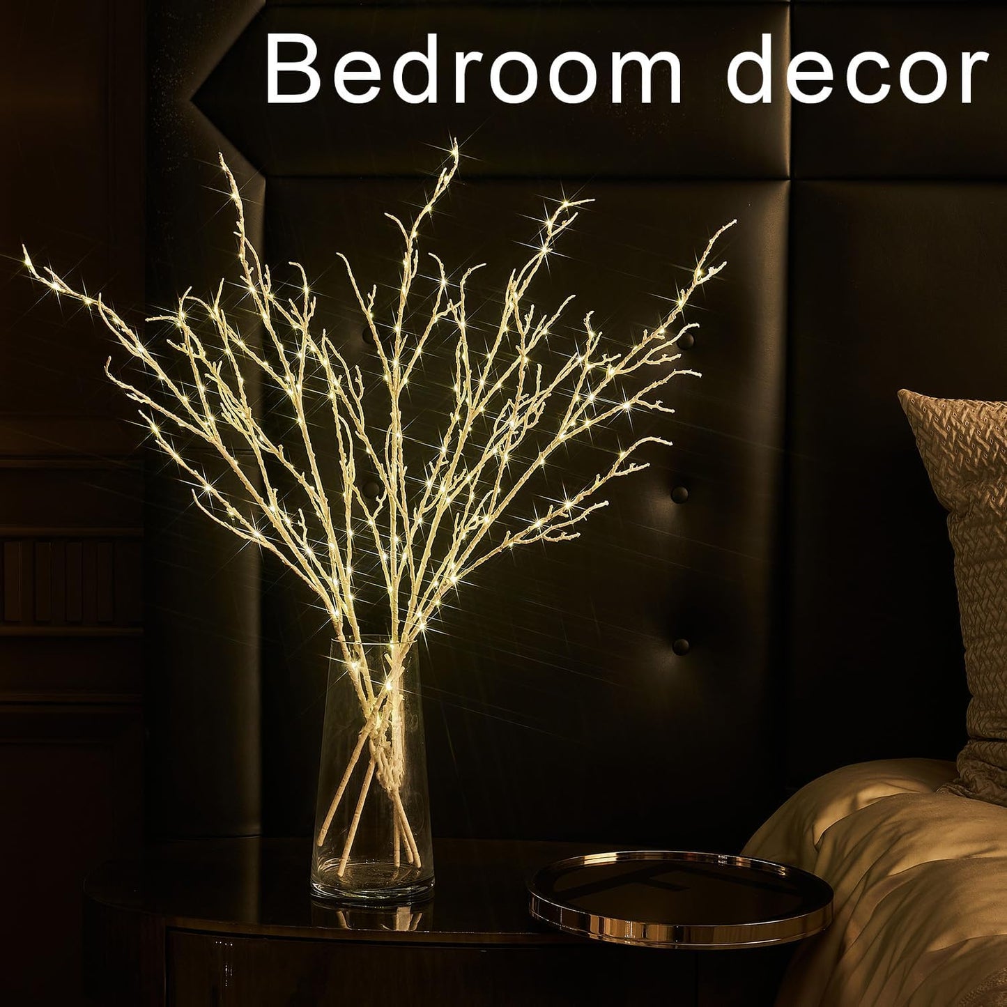 Fudios Lighted Branches Plug in 32IN 200 LED Mantle Winter Decor, White Twig Branch Lights for Christmas Holiday Party Indoor Outdoor