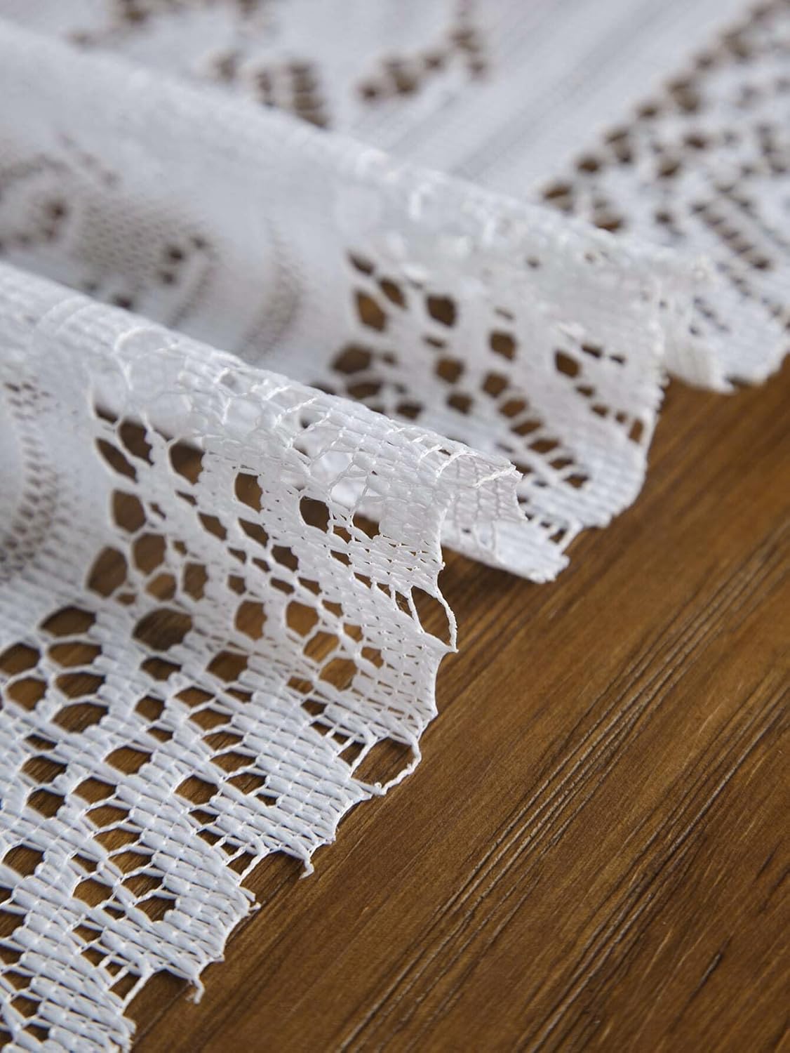 Jayla White Lace Table Runners, Elegant Vintage Lace Table Runner, Wedding Lace Decor with Floral Embroidery,Tea Party Decor, 13x36 Inch