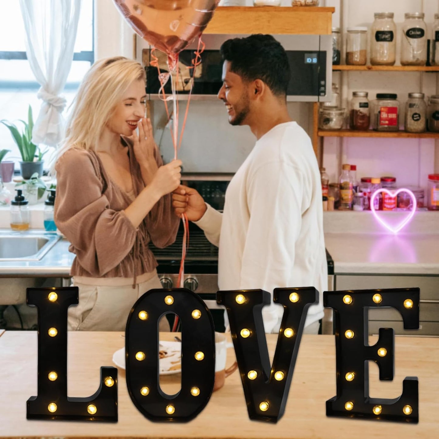 Led Marquee Letters, 8.58 Inch Black Light Up Letters, Small Led Letter Lights, Battery Powered Lighted Letterfor Table, Party, Birthday, Christmas Decor (Black, Letter E)