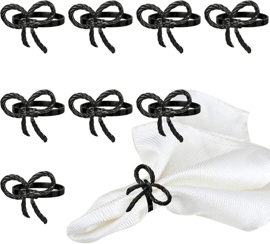 Pack of 12 Napkin Rings Alloy Hollow Out Flower Napkin Holder Dinning Table Napkin Ring for Dinner Parties Wedding Banquet Table Setting Family Gatherings Table Decor（Black，12）
