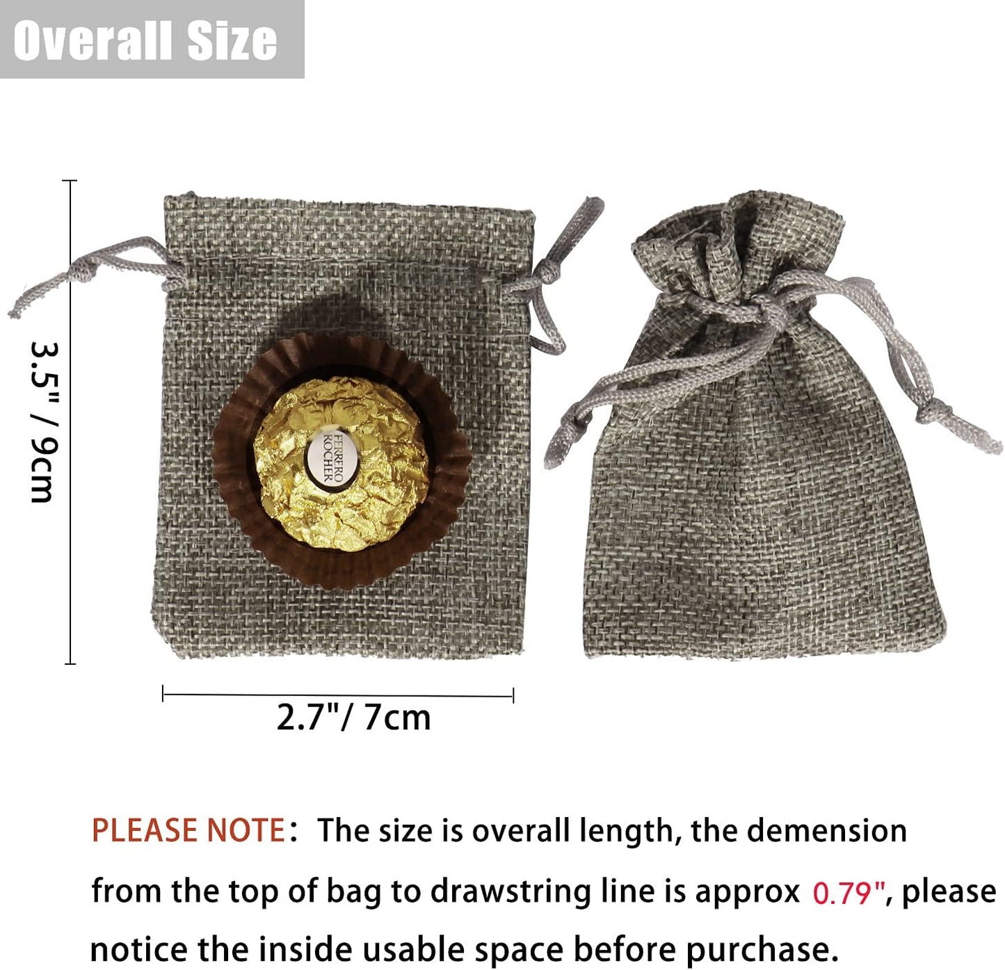 20pcs Burlap Bags with Drawstring, 2.7x3.5 Inch Jute Jewelry Gift Bags Bulk for Christmas Wedding Party Favors Treat Pouches (Gray)