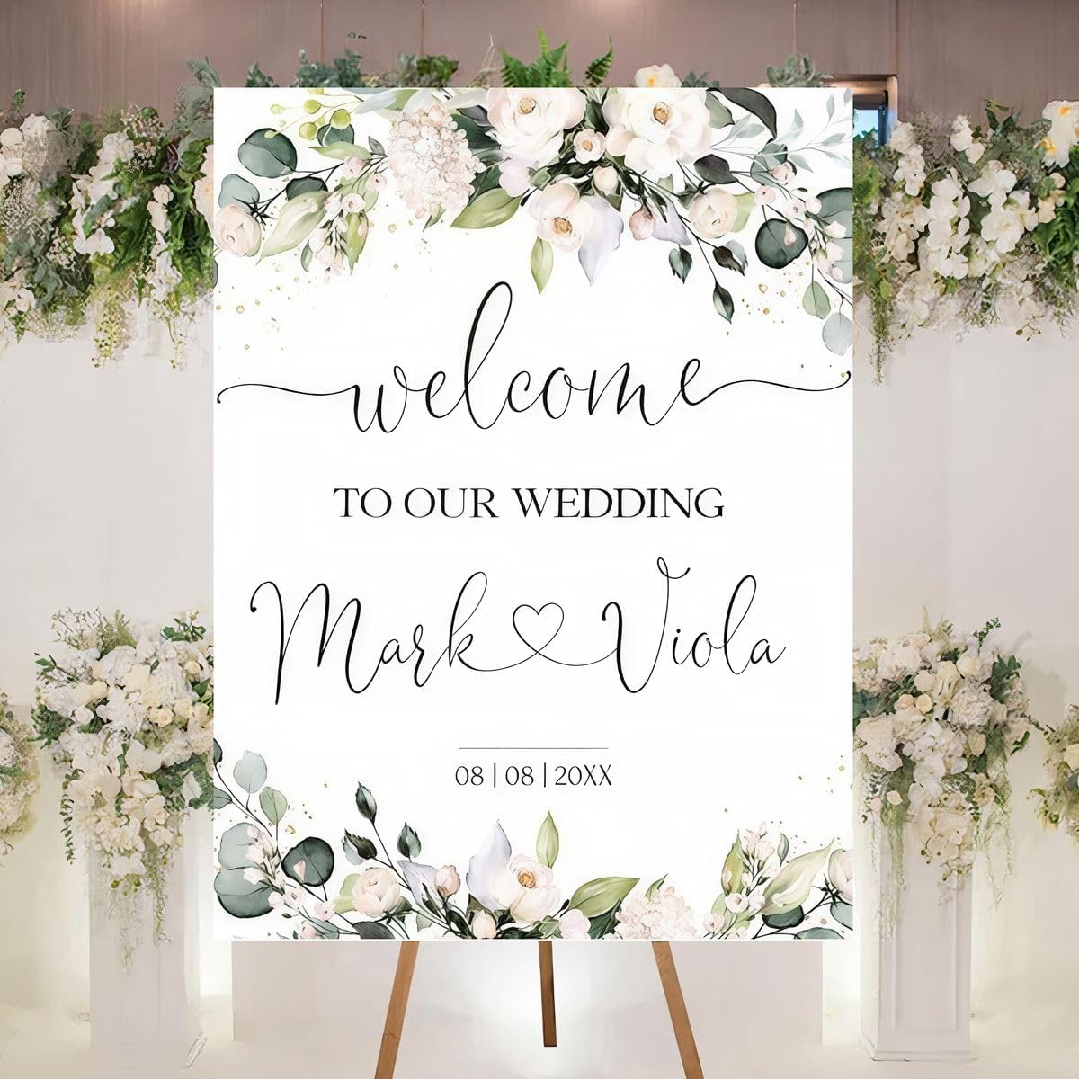Personalized Welcome To Our Wedding Sign, Wedding Decorations, Flowers Wedding Sign #11, Vesion 11