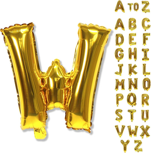 40 Inch Giant Alphabet W Customize Balloons, Large Self Inflating Gold Letter for Name Decor, Helium Custom Foil for Women Birthday Party Decoration Supplies