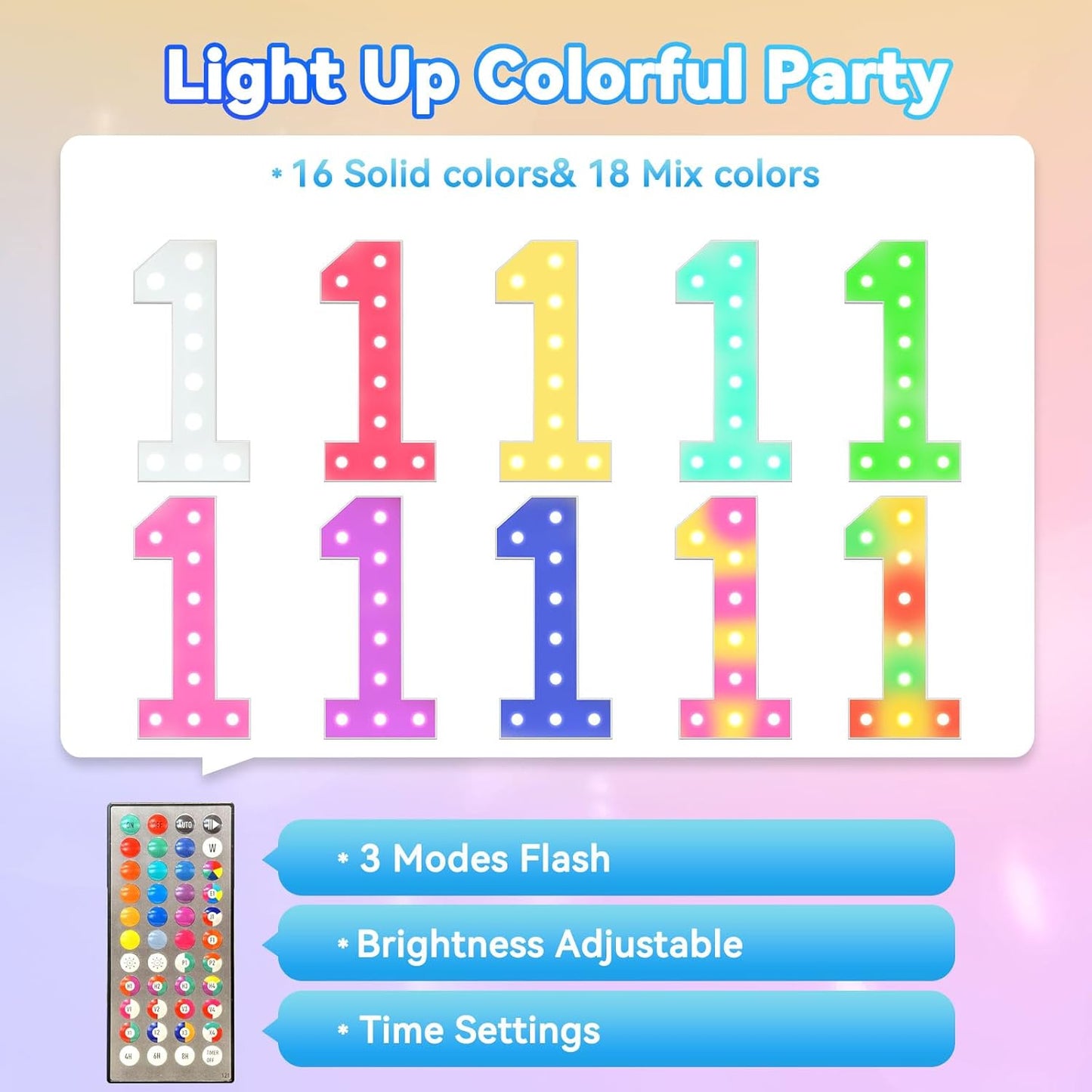 Ledido 4FT Marquee Light Up Numbers, 34 Colors Changing Marquee Numbers 4 Feet Tall with Remote, Big Numbers for Party Wedding Graduation Birthday Decoratoons, Large Light Up Number 3