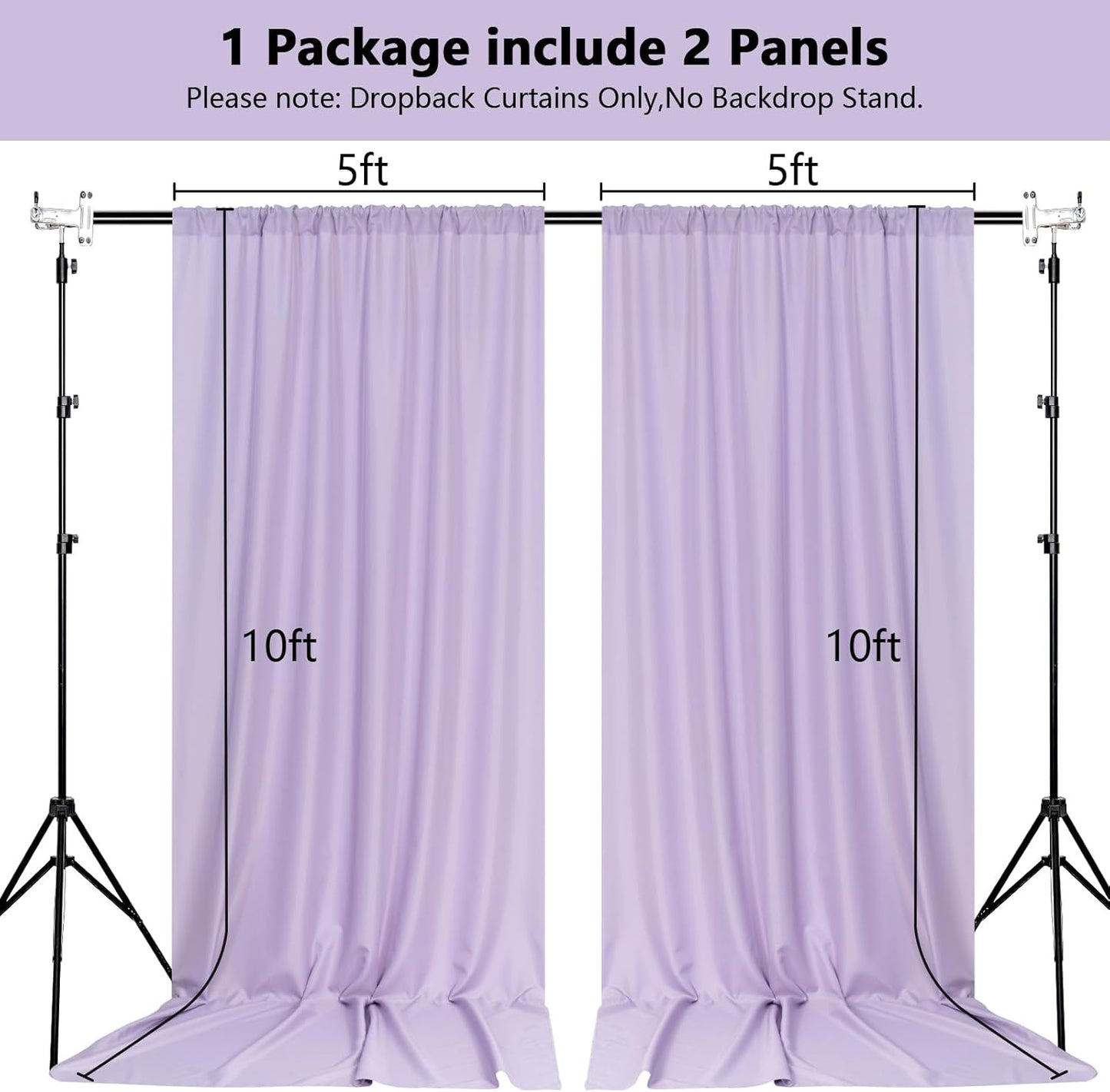MEETSKY Lavender Backdrop Curtain for Parties Wedding Light Purple Background Curtains Backdrop Rod Pocket Drapes Fabric Decoration for Birthday Gril Party Baby Shower Photoshoot, 5ft x 10ft, 2 Panels