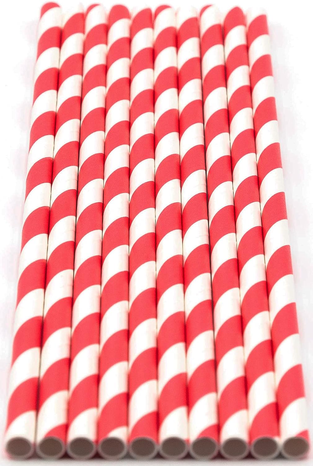 Pack of 900 Red Swirls Biodegradable 4-Ply Paper Drinking Straws (Compostable, Non-toxic, BPA-free)