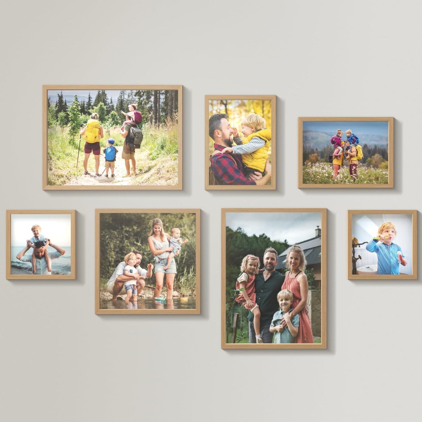 Mixtiles Official - Custom Photo Tiles - Personalized Printed Photos - Magnetic Wall Frames - Adhesive Sticker, No Nails - Various Sizes and Frames - wild-visual-7-Tile - Oak Frame