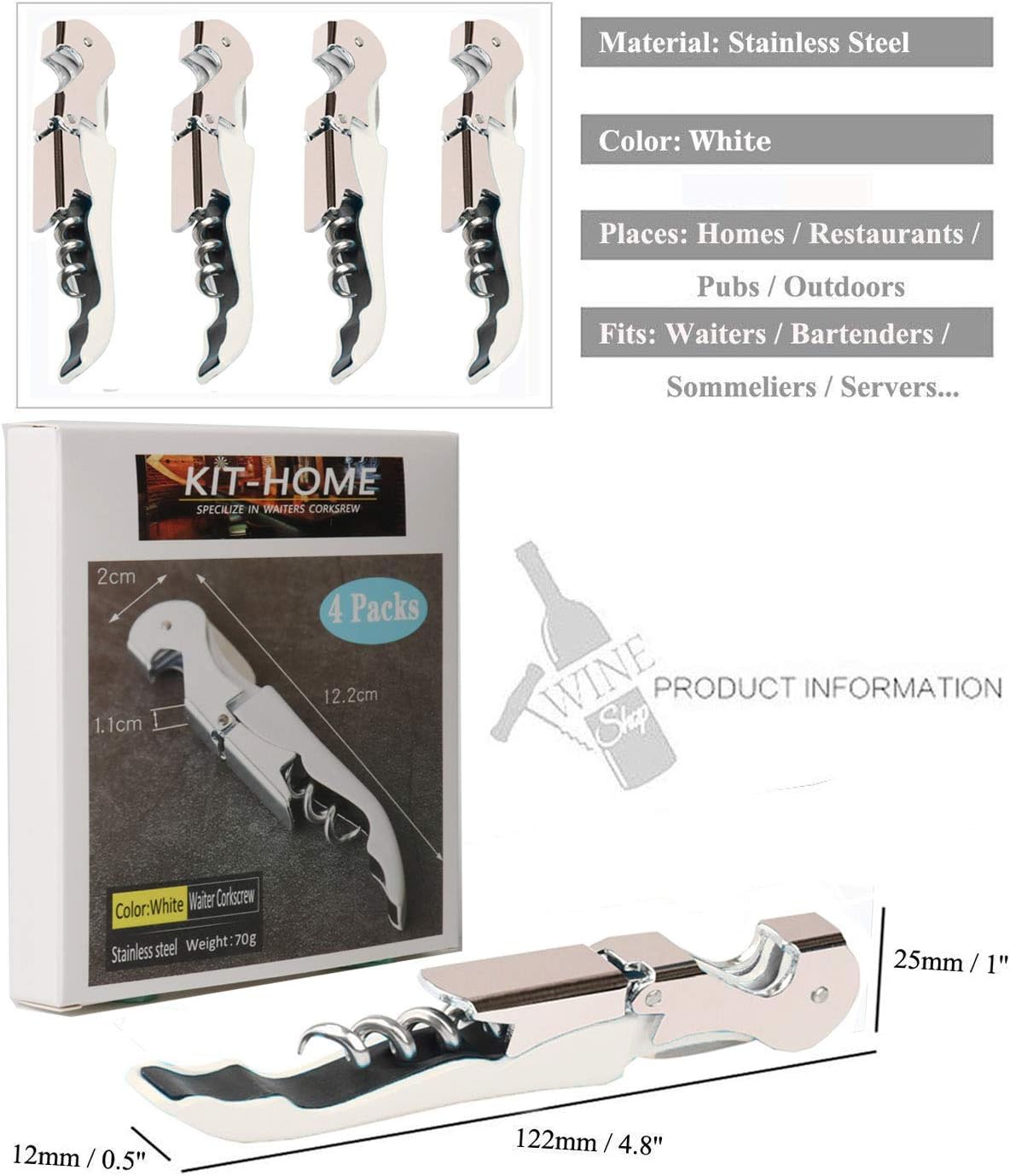 Professional Waiter Corkscrew Wine Openers Set, Heavy Duty Stainless Steel Hinges Wine Key for Restaurant Waiters, Sommelier, Bartenders