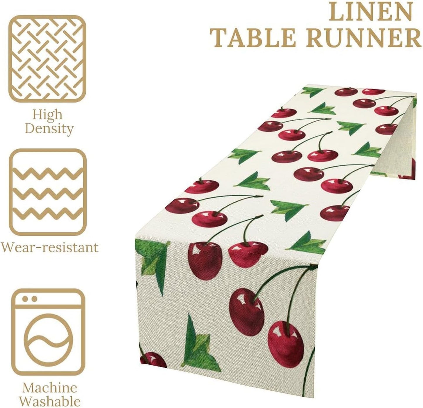 Red Cherry Table Runner Watercolor Tropical Fruit Spring Summer Wild Berry Dinner Runner for Girl Baby Party Holiday Home Kitchen Dining Table Decor 13x70