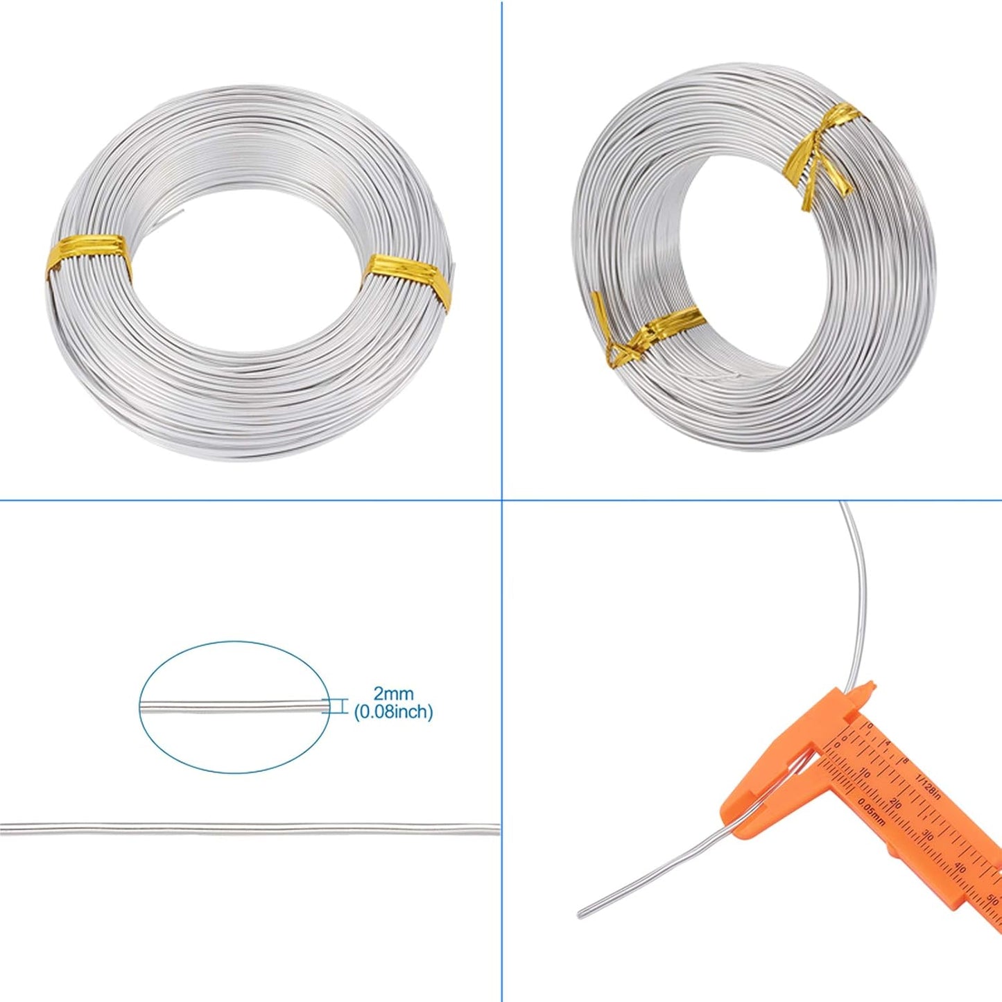 Fashewelry 328 Feet 15 Gauge Aluminum Wire Silver Bendable Metal Craft Wire for Beading Jewelry Craft Making