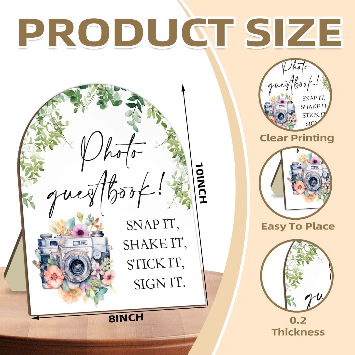 Wedding Photo Theme Desk Decor, Eucalyptus Leaf Decor Party Welcome Sign, Bridal Shower Photo Guestbook Sign, Baby Shower Supplies, Wedding Reception Decor with Stand 8 * 10In