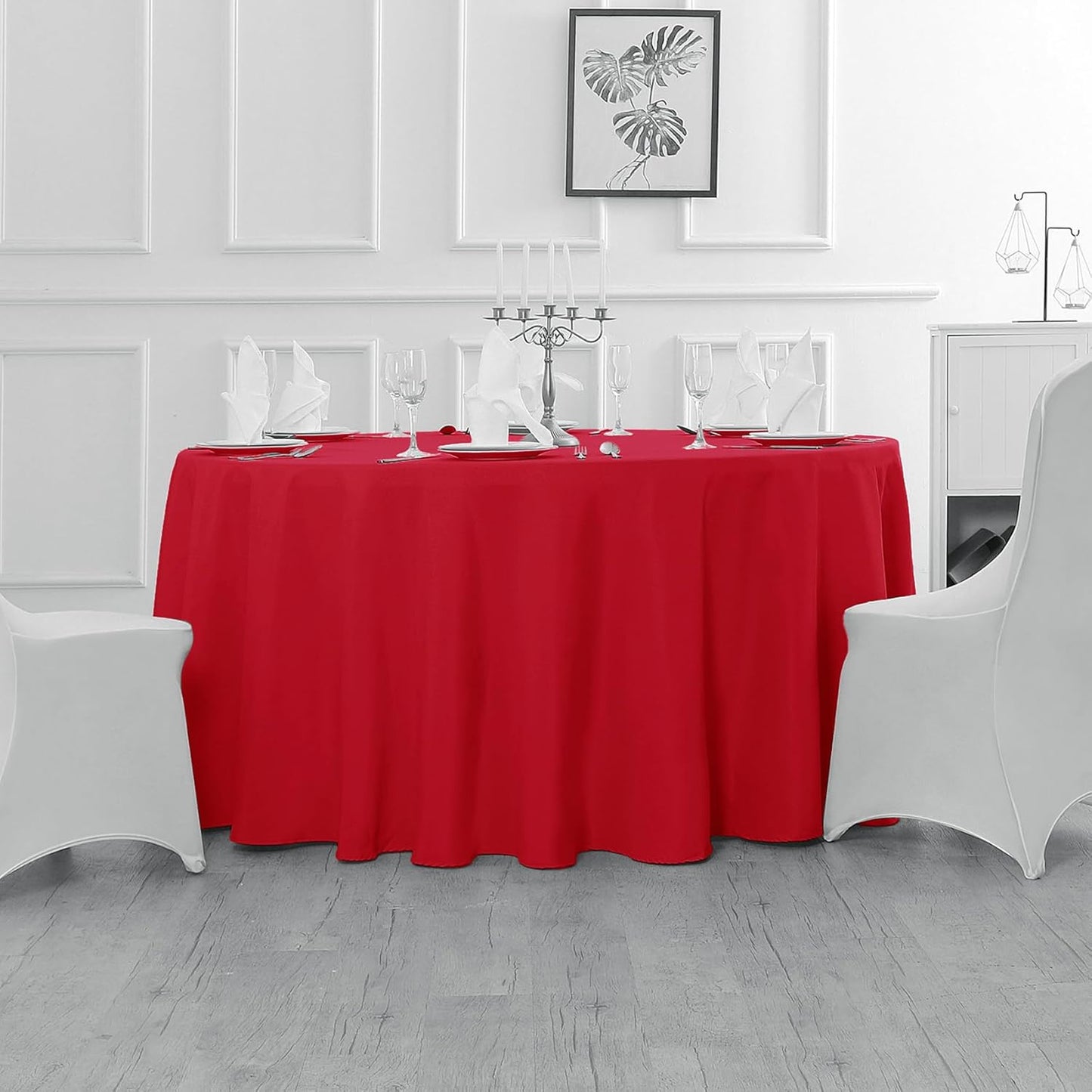 Fokitut 6 Pack Round Tablecloth, 90 Inch, Stain Resistant and Wrinkle Polyester Table Cloth, Fabric Table Cover for Kitchen Dining, Wedding, Party, Holiday Dinner-Red