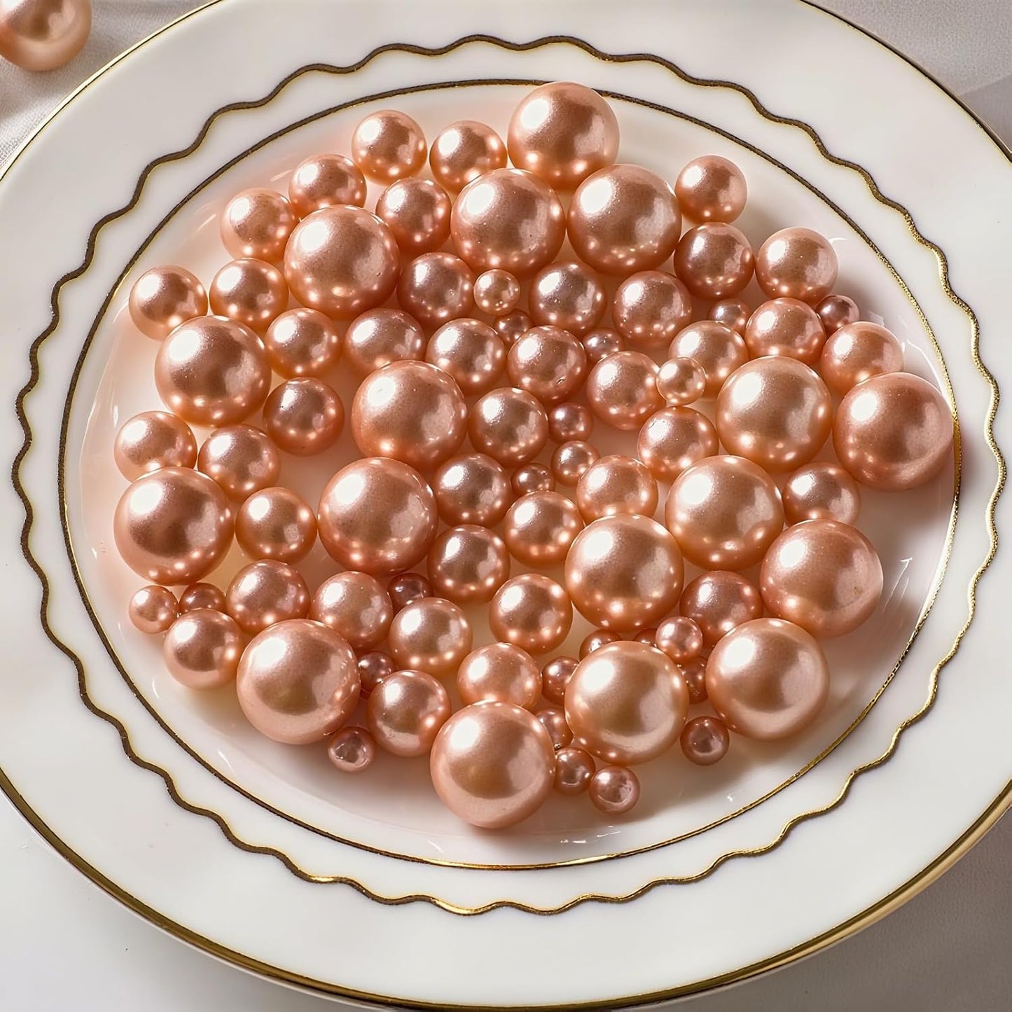 200 Pcs Vase Filler Beads Rosegold Pearl Beads for Vase No Hole Pearls for Centerpieces Vases Home Table Party Decor Wedding DIY 8/14/20mm