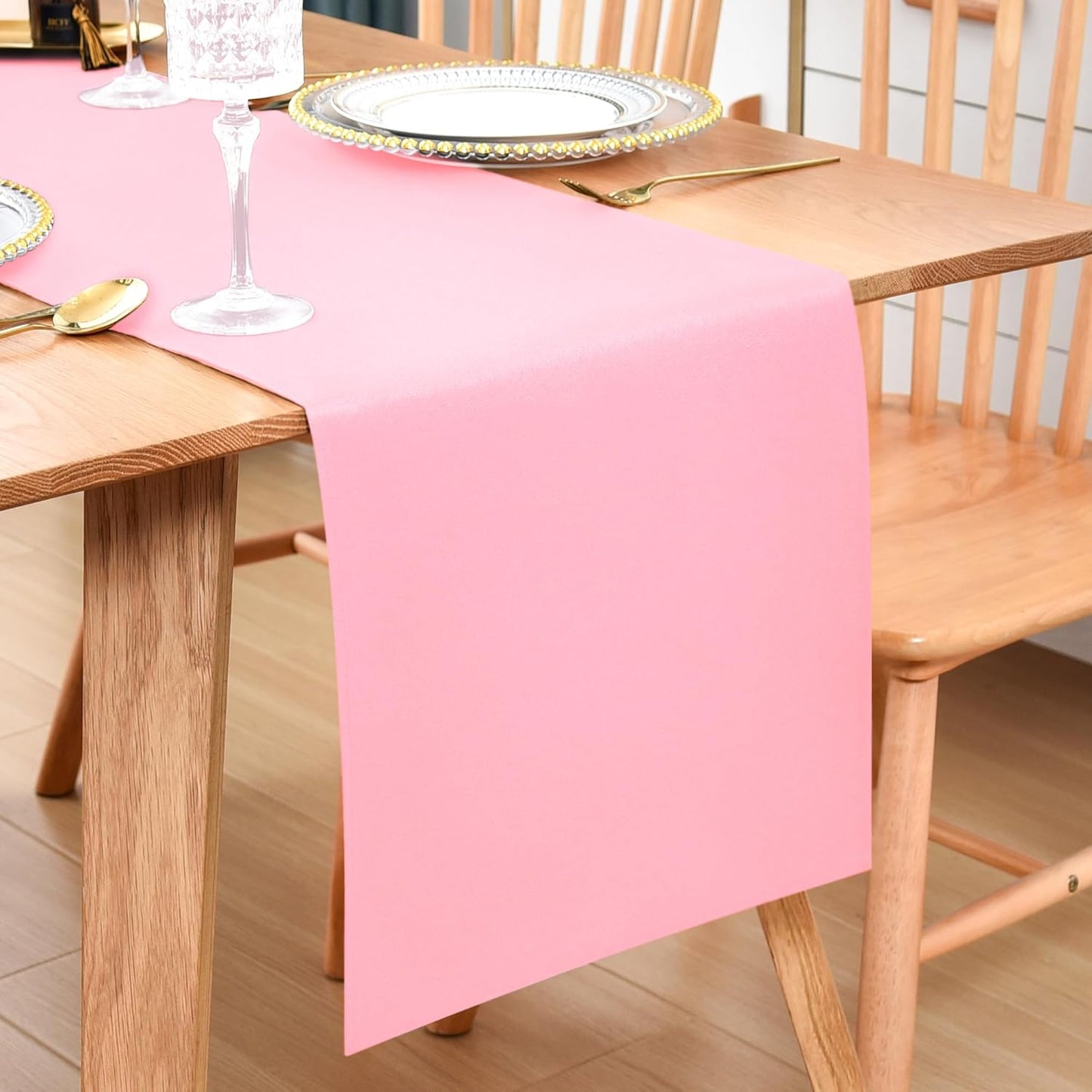 Farmhouse Pink Table Runner Dining Table Runners 90 Inches Long Coffee Table Runner for Dresser Living Room Bedroom Holiday Party Banquet 12X90 Inch