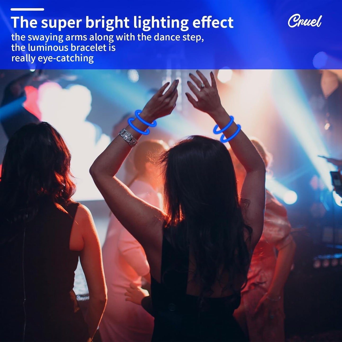 100 Pack 8” Blue Glow Sticks Bulk with 100 Connectors Neon Glow In The Dark Party favors Supplies for Holiday Birthday Party Decoration (Blue)